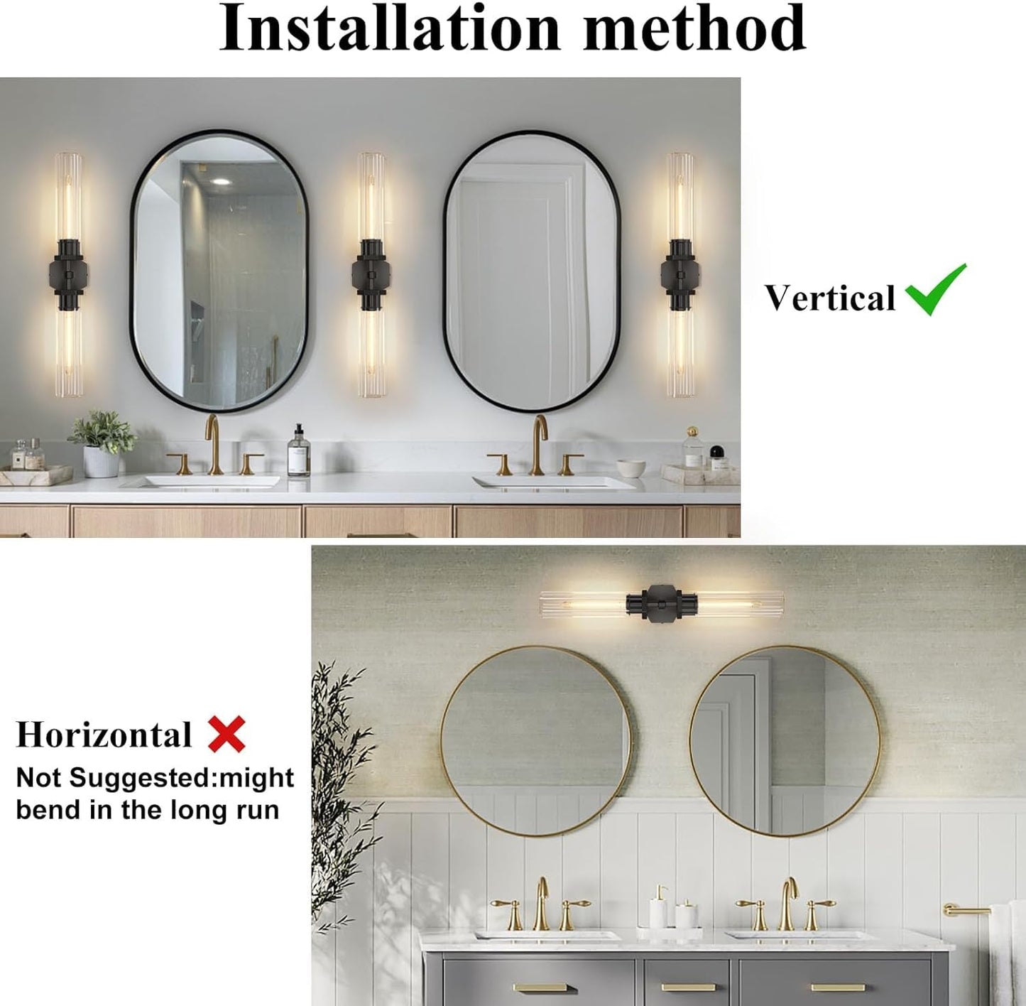 Black Crystal Wall Sconces Light For Bathroom Modern Bathroom Vanity Lights Fixture 28.5In Indoor Wall Sconce Linear Crystal Sconces Wall Lighting For Bedroom Hallway Staircase Living Room Dining Room