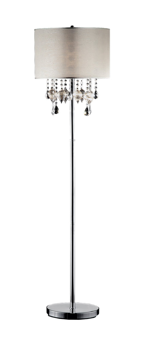 OK Lighting Floor Lamp, Crystal Gold Peach, Model OK-5125F, Chrome Finish