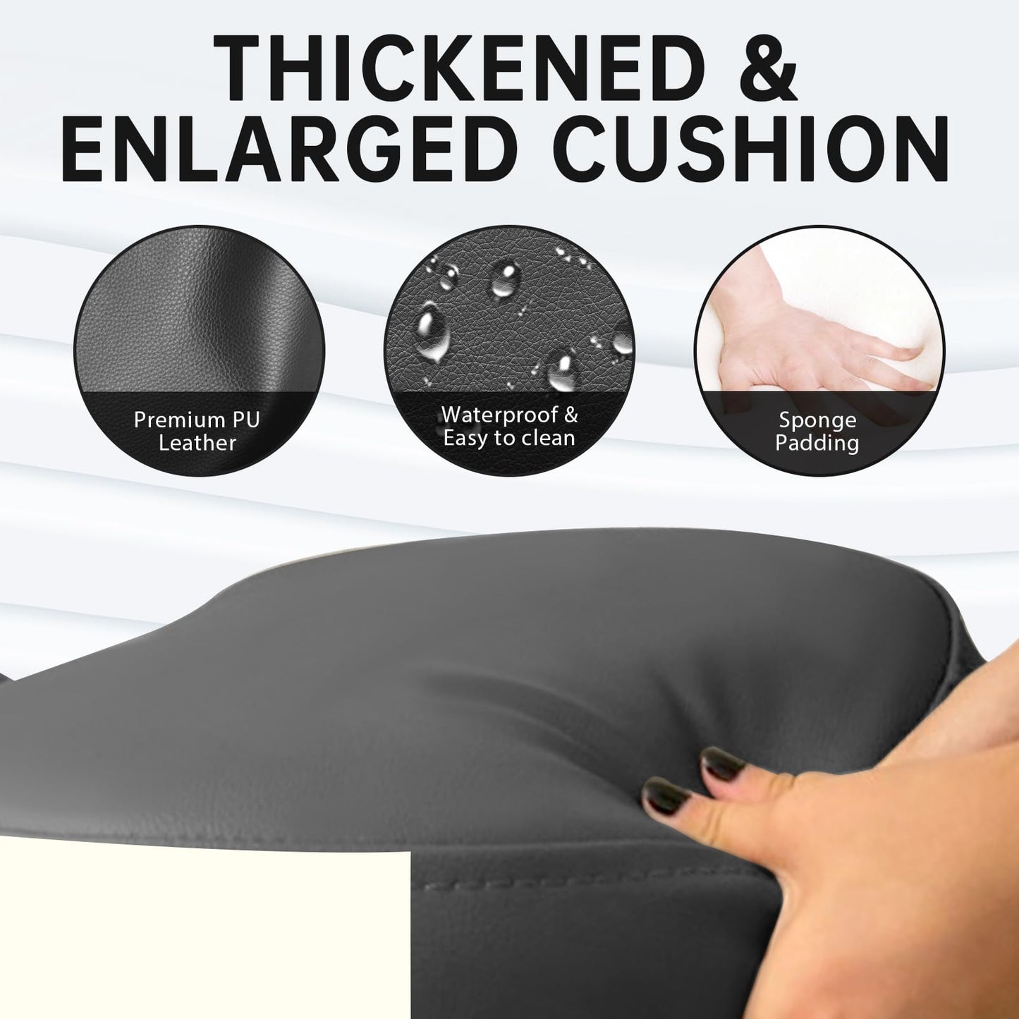PU Leather Ergonomic Kneeling Chair, Adjustable Home and Office Stool with Thick Pads and Flexible Lockable Brake Wheels for Back Pain Relief（Dark Gray）