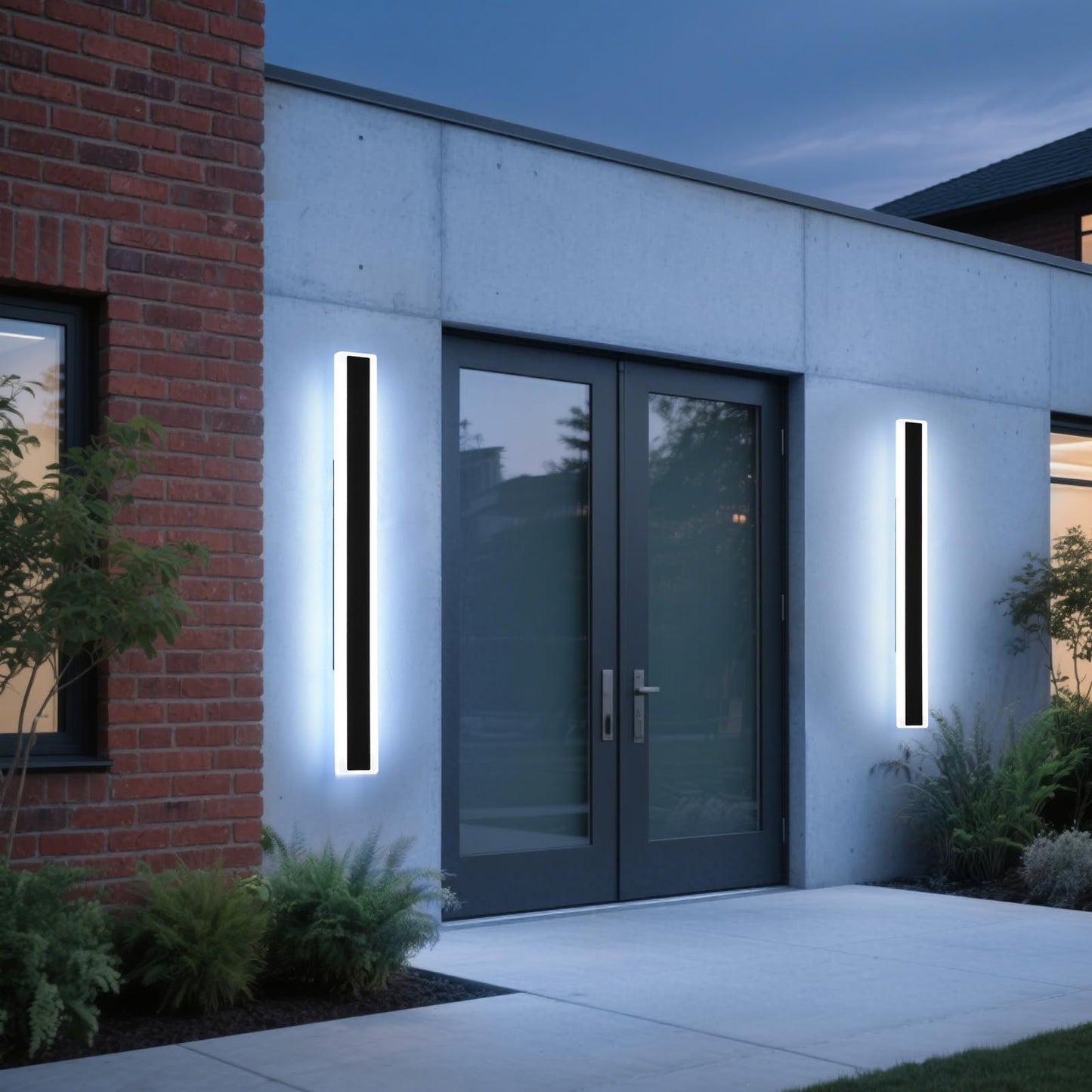 Mikeru 2Pack 47.2Inch Long Led Wall Light  6000K Cool White Modern Outdoor Wall Light Ip65 Waterproof Black Acrylic Porch Exterior Lighting Fixtures  Exterior Wall Mount Lights