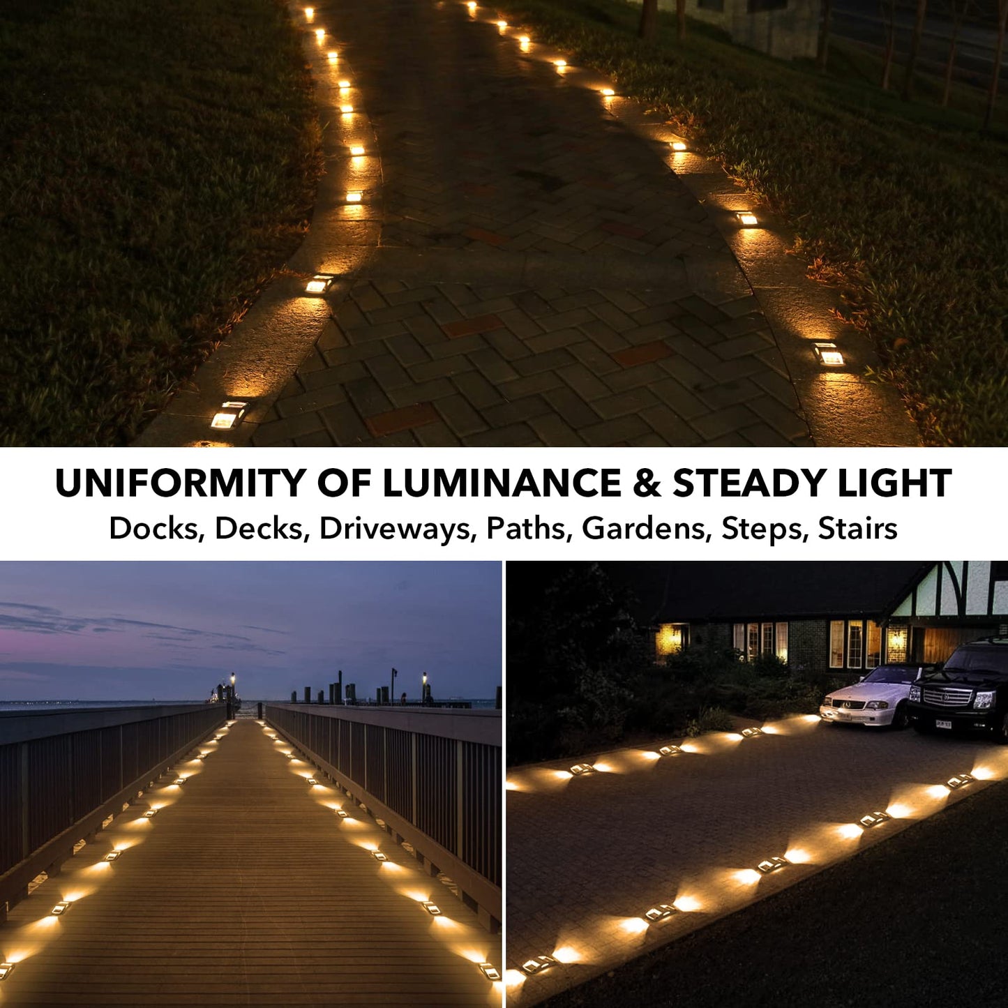 Agptek Solar Driveway Lights 20 Pack  Outdoor Deck Dock Marine Led Solar Powered Waterproof Driveway Marker Lights For Warning Step  Sidewalk  Pathway  Garden  Yard (Warm White)