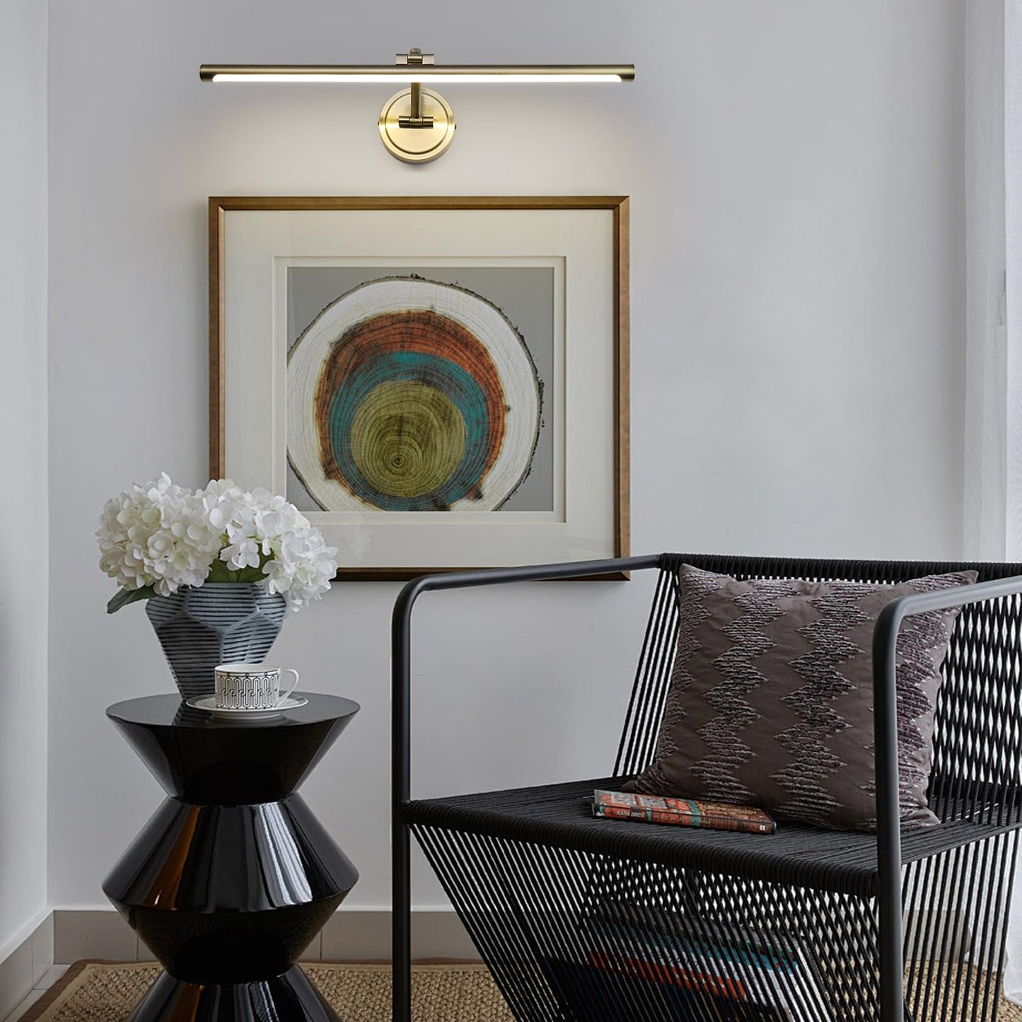 Hard-Wired Picture Lights 23.6 Inch Dimmable Led Wall Art Lighting Modern Gallery Light Poster Lights Adjustable Swing Arm Picture Frame Light For Display Art Work 14W 2700K  Warm White Antique Bronze