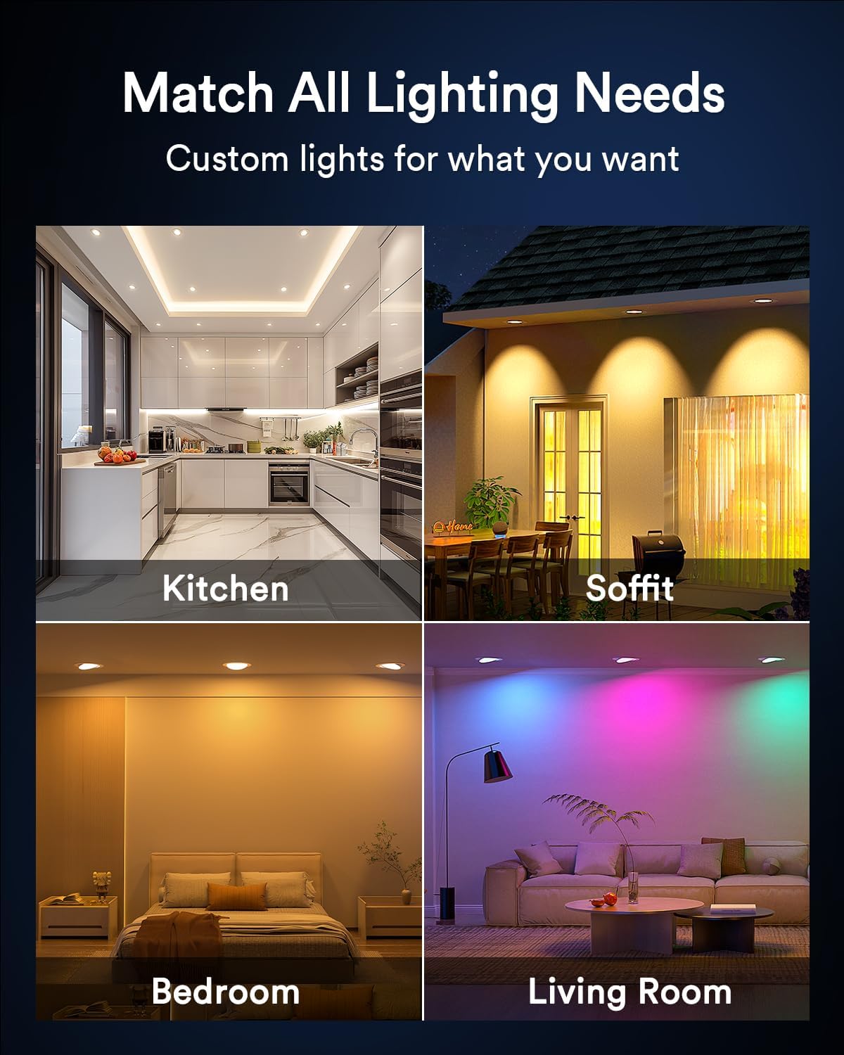 Lumary Smart Gimbal Recessed Lighting 4 Inch  355+20 Adjustable Rgbww Wifi Ceiling Light  Compatible With Alexa Google  Canless Led Downlight With J-Box  9W 780Lm Cri90  1Pc