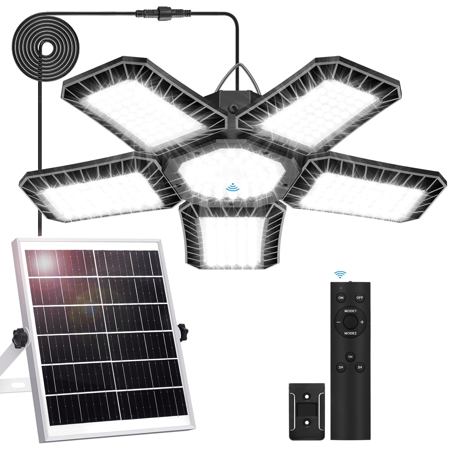 Solar Shed Light Indoor Outdoor  Upgrade Large 267Led Solar Powered Motion Sensor Pendant Light Works Day & Night  Solar Indoor Light With 2 Lighting Modes + Timer & Remote For Shed Gazebo Garage Barn