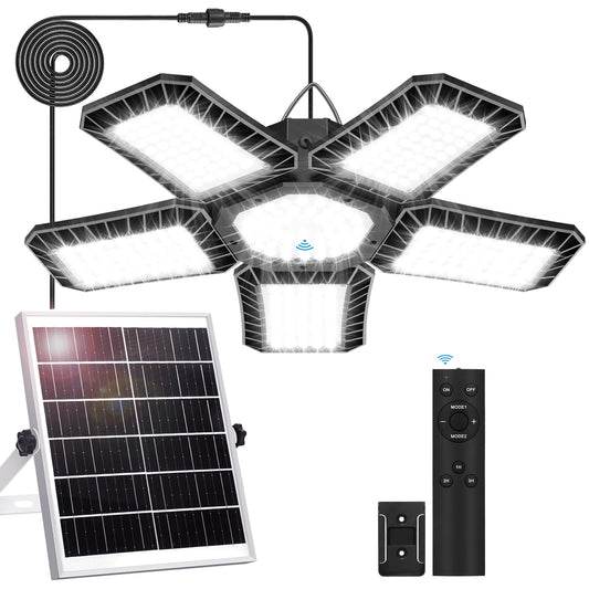 Solar Shed Light Indoor Outdoor  Upgrade Large 267Led Solar Powered Motion Sensor Pendant Light Works Day & Night  Solar Indoor Light With 2 Lighting Modes + Timer & Remote For Shed Gazebo Garage Barn