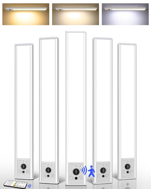 Ezvalo 5 Pack Under Cabinet Lighting  4000Mah Rechargeable Motion Sensor Light  16.5Inch Magnetic Closet Lights With Dimmable & 3 Color Temps  Wireless Motion Activated Lights With Remote For Kitchen