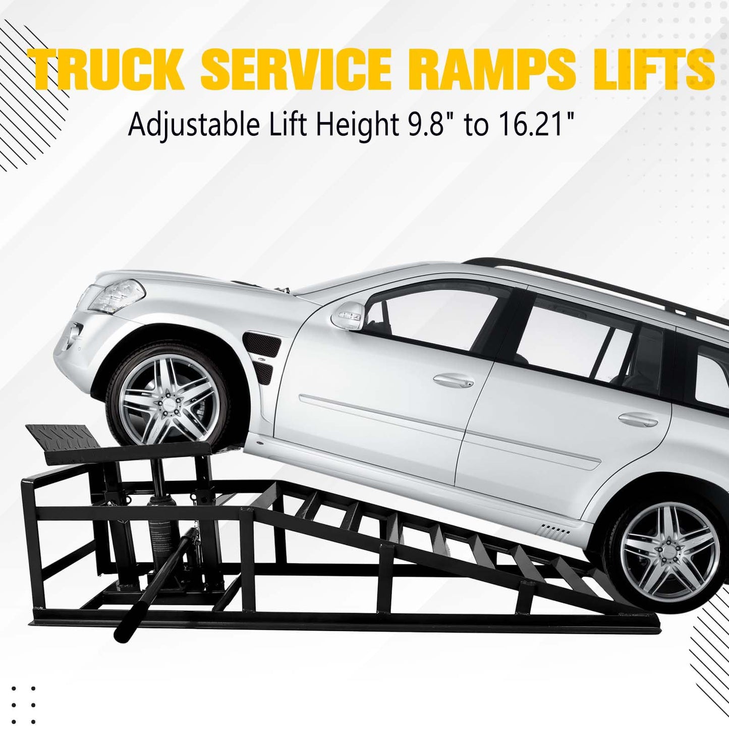 Aoile 2PCS Auto Car Truck Service Ramps Lifts,11023lbs(5T) Garage Car Lift Hydraulic Ramps,Portable Car Ramps for Oil Changes High Lift,Lift Repair Frame Lift Height Adjust 9.8"-15" (Black)