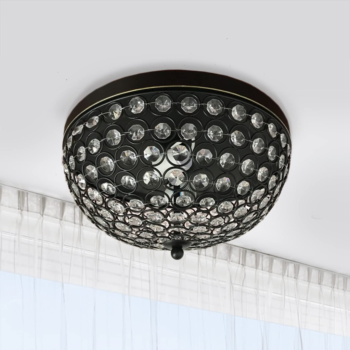 LALIA HOME Crystal Glam 2 Light Ceiling Flush Mount, Restoration Bronze, Model LHM-2000-RZ