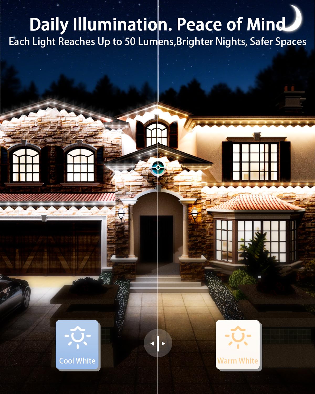 Mimirgb Permanent Outdoor Lights 200Ft Rgb Ic Outdoor Lights With 120 Led Lights For House Roof Christmas Holiday Party Daily Lighting Ip67 Waterproof Eaves Light With Multi Scene Modes For Halloween