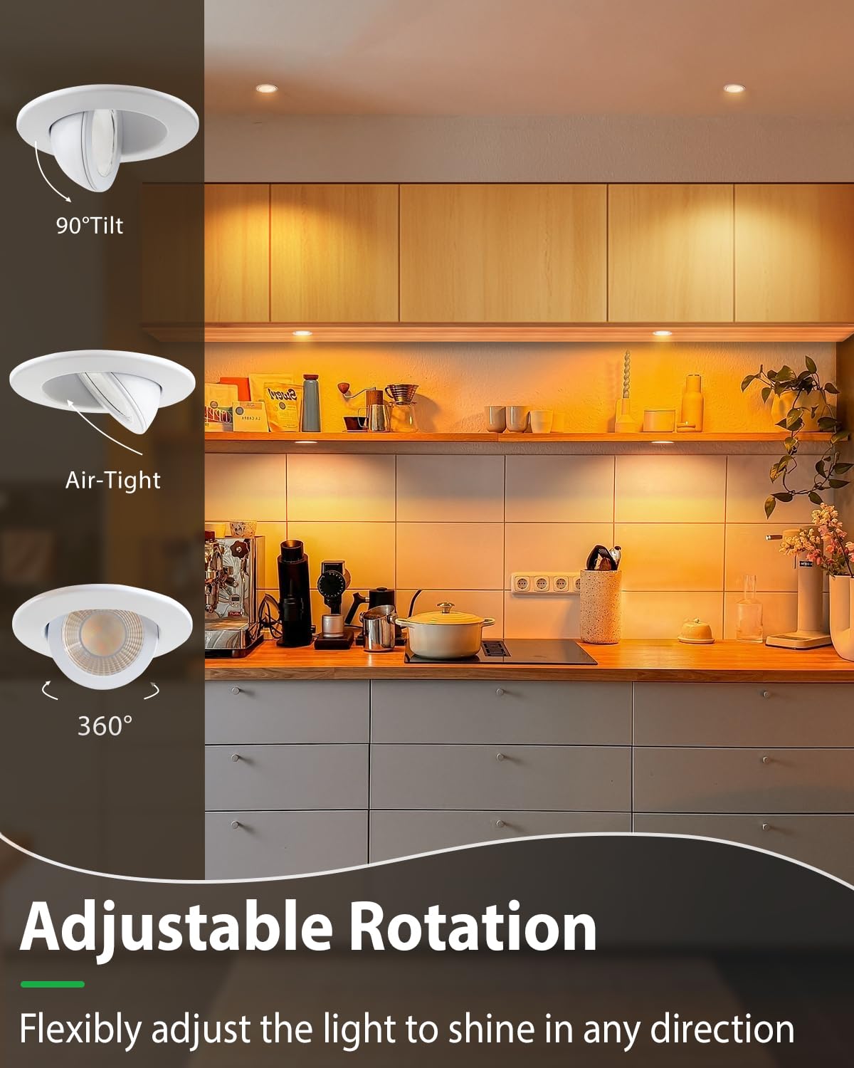 Zouzai 2 Inch Adjustable Mini Led Gimbal Light  5Cct Selectable  360 Rotation & 90 Tilt For Precise Lighting  Accent Or Ambient Illumination In Kitchen  Living Room  Cabinet (White  12 Pack)