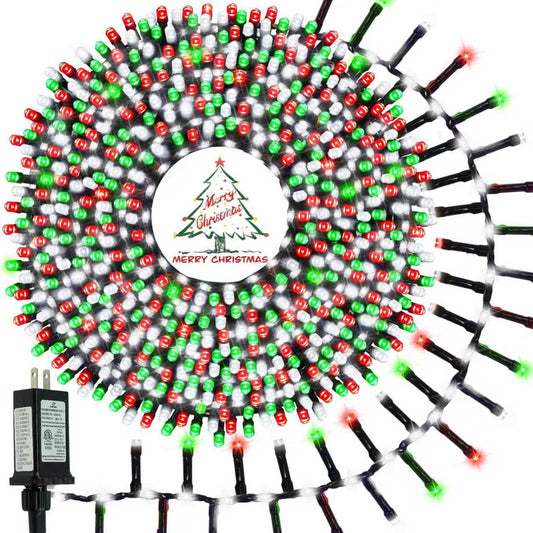 800 Led Christmas Slow Twinkle Cluster Lights  Fire er Fairy Lights With 15 Modes & Timer Function  Waterproof String Lights For Indoor Outdoor Tree Christmas Decorations  Red Green And White