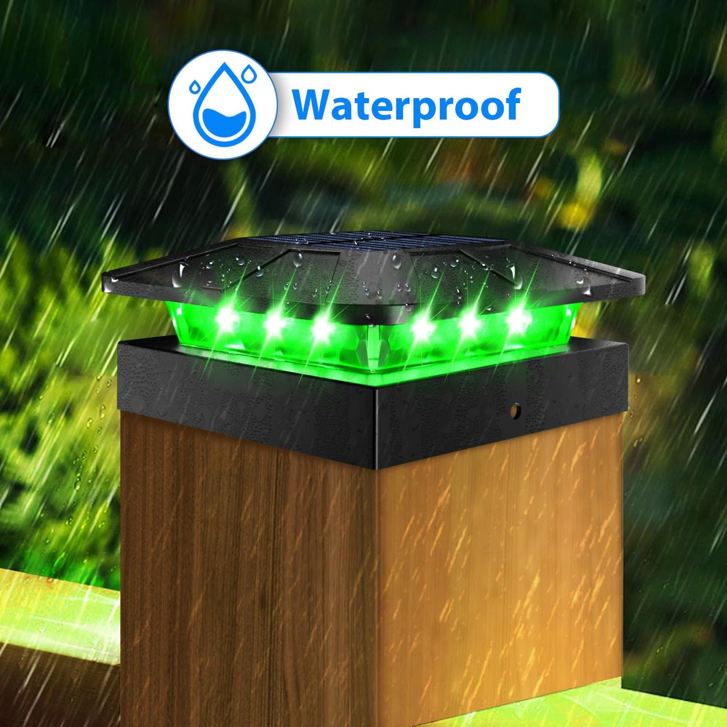 Peasur 4X4 Solar Post Cap Lights Rgb Color Changing  16 Pack Outdoor Led Fence Light Solar Powered Waterproof  Wood/Vinyl Posts Top Lighting For Outside Deck Yard Garden Patio