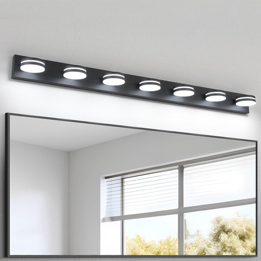 Bicrink 7-Light Bathroom Vanity Light Over Mirror  Matte Black Led Vanity Lighting Fixtures  Modern Bathroom Wall Light Fixtures With 360Rotating Lamp Head (Cool White 5500K)