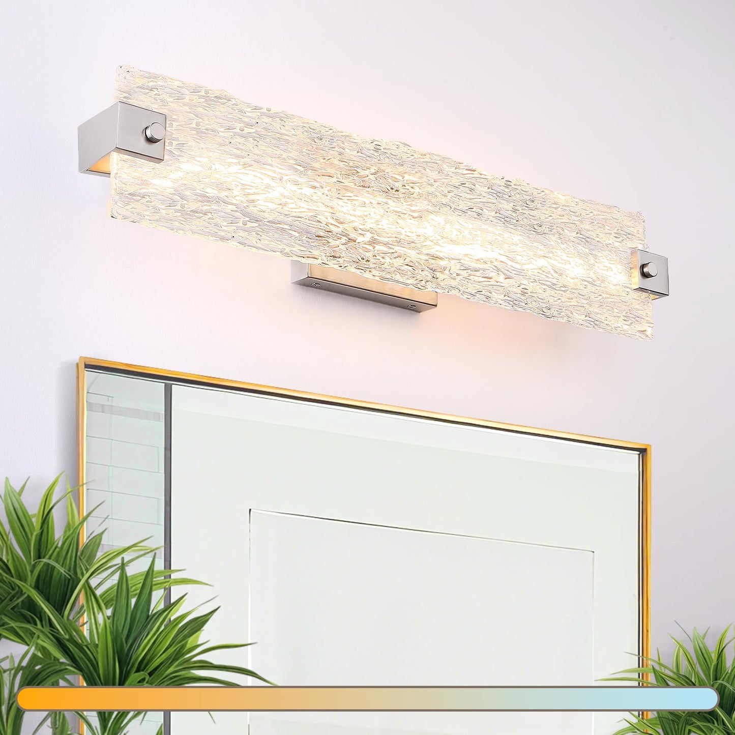 Osimir Brushed Nickel Led Bathroom Vanity Light  24.4 Inch 15W Modern Dimmable Bathroom Light Fixture Over Mirror  Crystal Bar Wall Sconce Lighting For Bath  3Cct  Os-Mm5001-3Bn