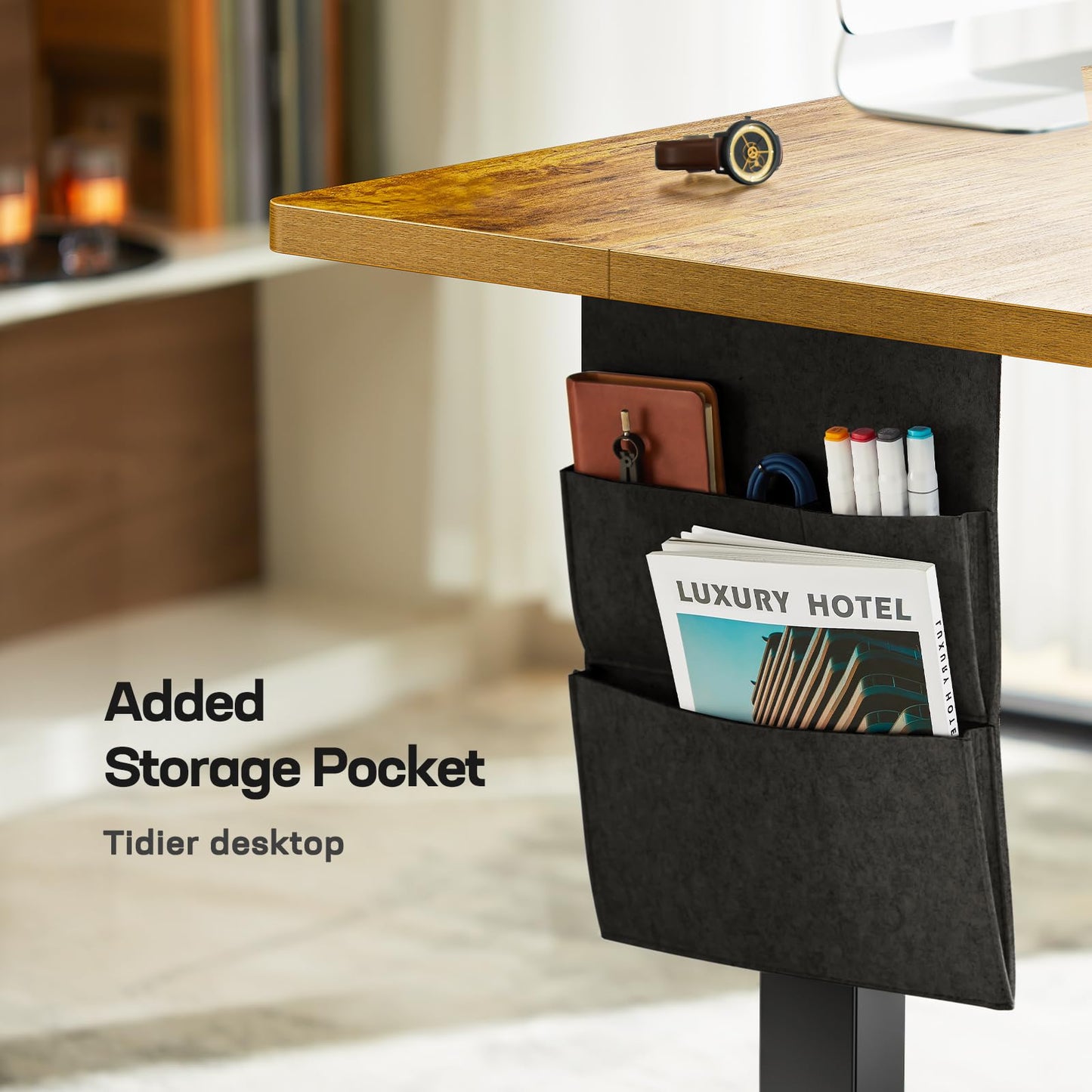 Marsail Standing Desks 55"x24" Adjustable Height Home Office Desks,Electric Standing Desk with Storage Bag,Stand up Desks for Study,Writing,Work Computer Desks 4 Memory Preset with Headphone Hook