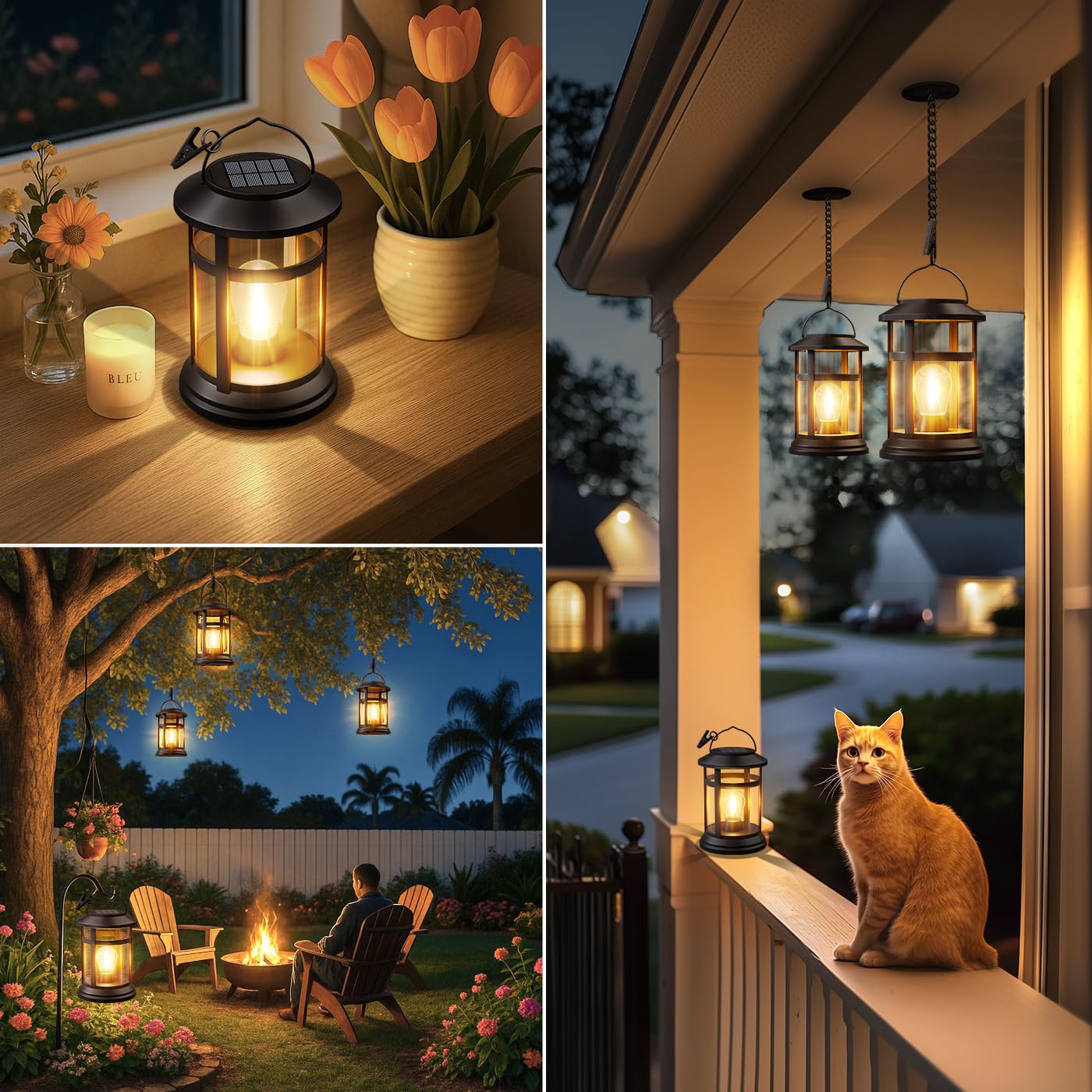 Nfever Solar Lanterns Outdoor Waterproof: 6 Pack Hanging Solar Lights For Outside Patio Porch Garden Tabletop Decor - Bright Led Warm White Solar Powered Lighting - 2025 Gardening Lovers Mom Gifts