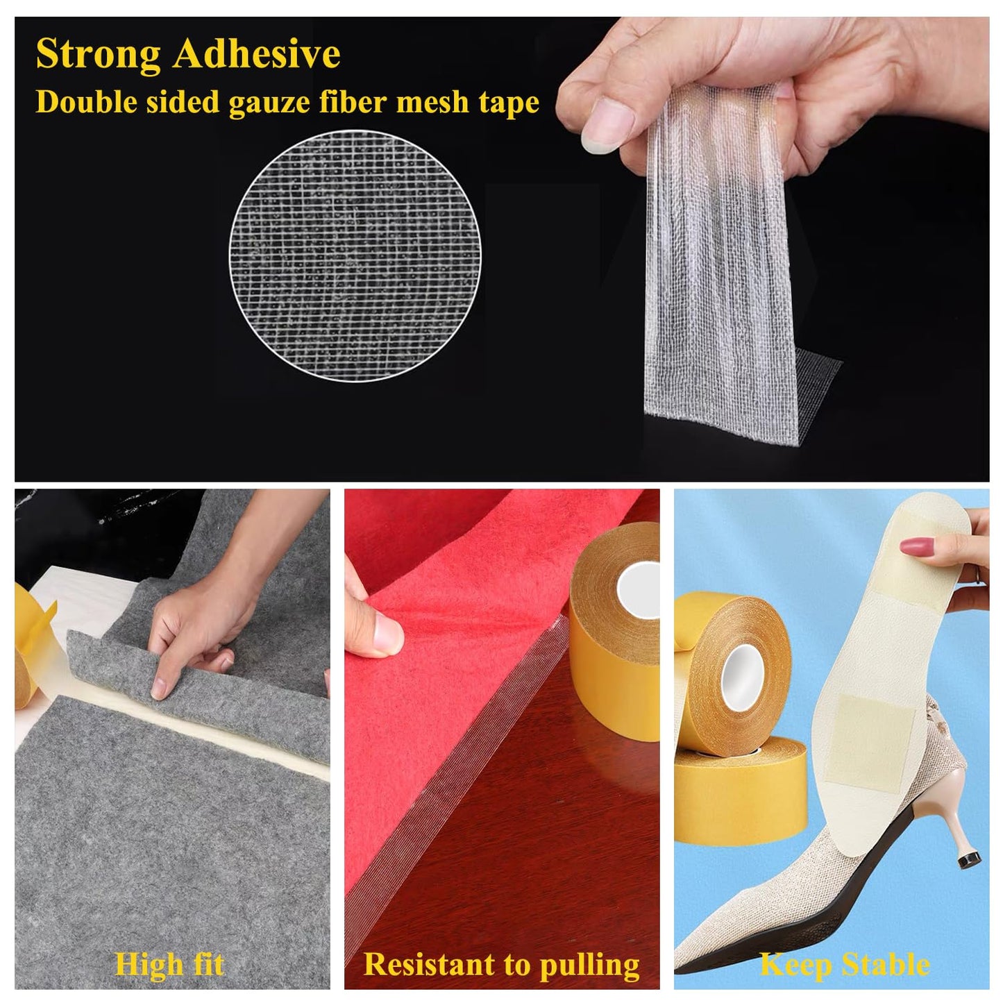 0.39in x 66FT,Double Sided Tape Heavy Duty,High Stickness Clear Tape for Making DIY Crafts, Paste Photo, Rug Fixed, Floor,Wall Decor,Office Decor,No Glue Residue