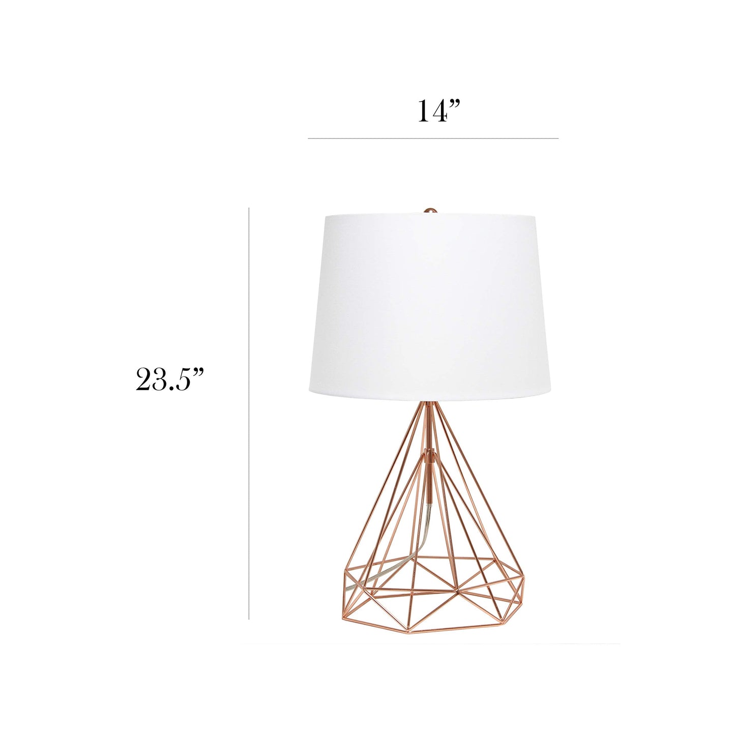 Elegant Designs LT1054-RGD Modern Table Lamp, Geometric, Iron, Rose Gold