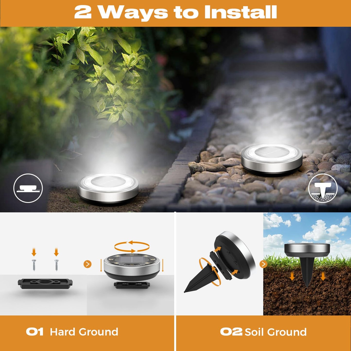 Vighep Solar Ground Lights 18 Pack Flat Solar Lights Outdoor Waterproof  Bright Led Solar Disc Lights  6000K Cool White Landscape Lighting For Outside Yard Garden Pathway Driveway Lawn