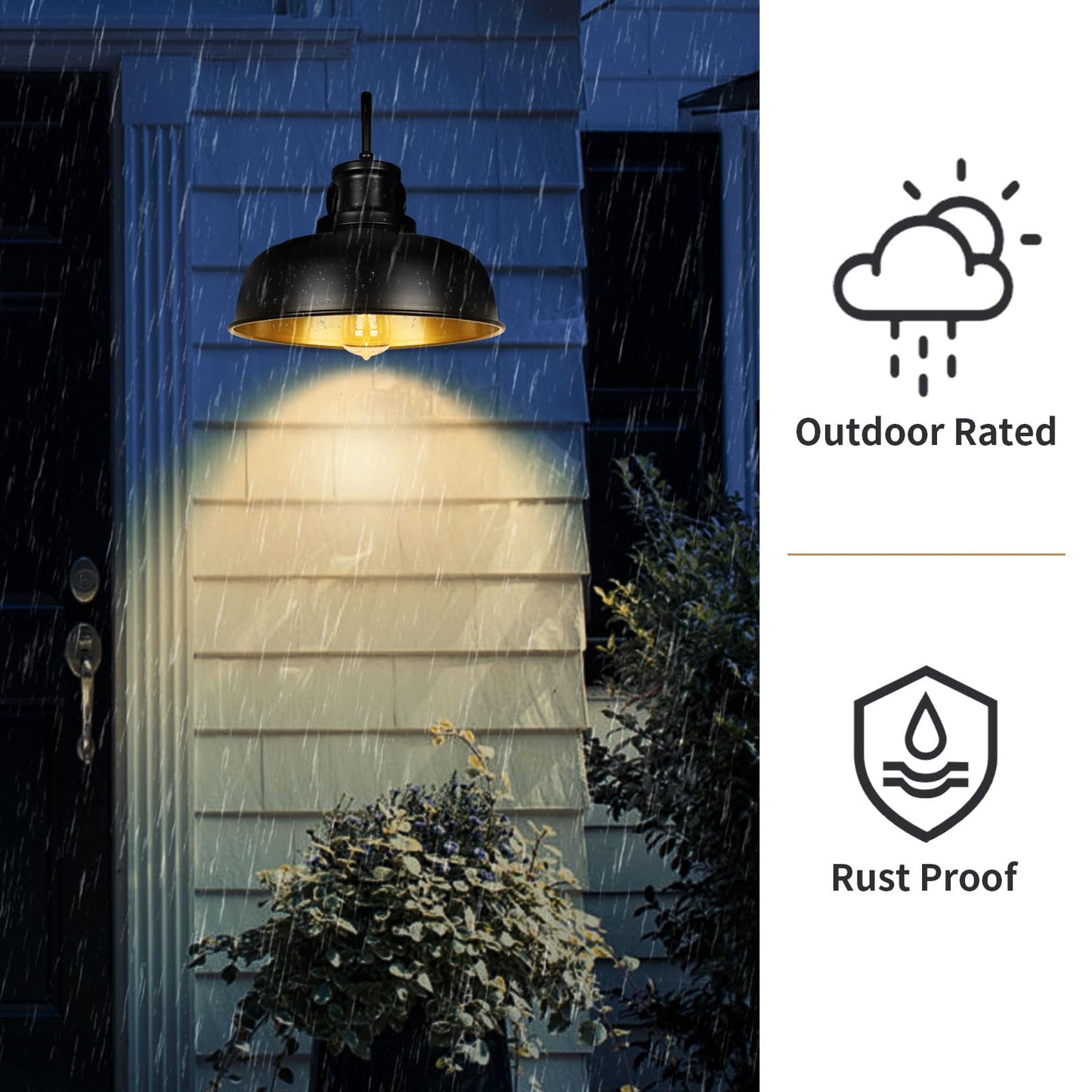 Diyel Solar Barn Light For Outside  Gooseneck Outdoor Wall Lights Solar Powered  Farmhouse Exterior Wall Sconce  Industrial Outside Lighting Fixture  Rustic Lantern For Garage  Barn  Shed Rzsr007-2 Bk