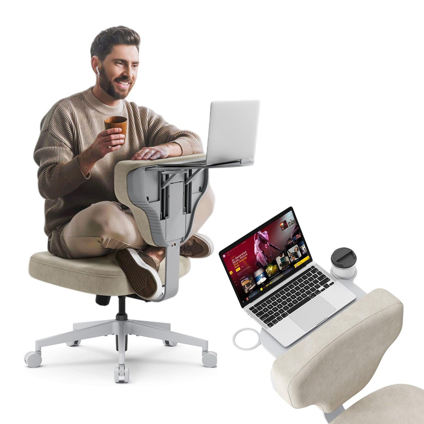 Newtral Freedom-X Criss Cross Chair with Wheels- Multi-Position Cross Legged Office Chair with Laptop Tray, Adjustable Ergonomic Kneeling Chair for Work from Home