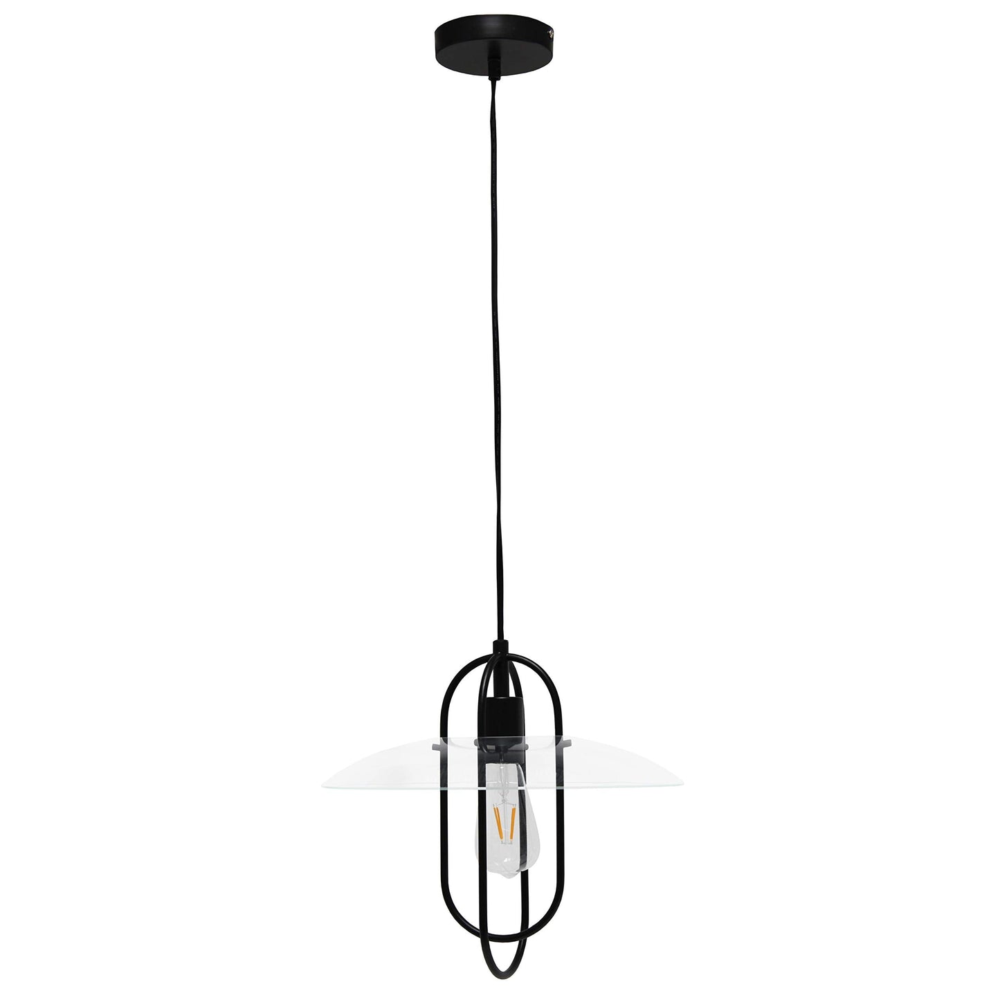 Simple Designs PT1008-BLK Modern Pendant Light, Black, Iron Construction