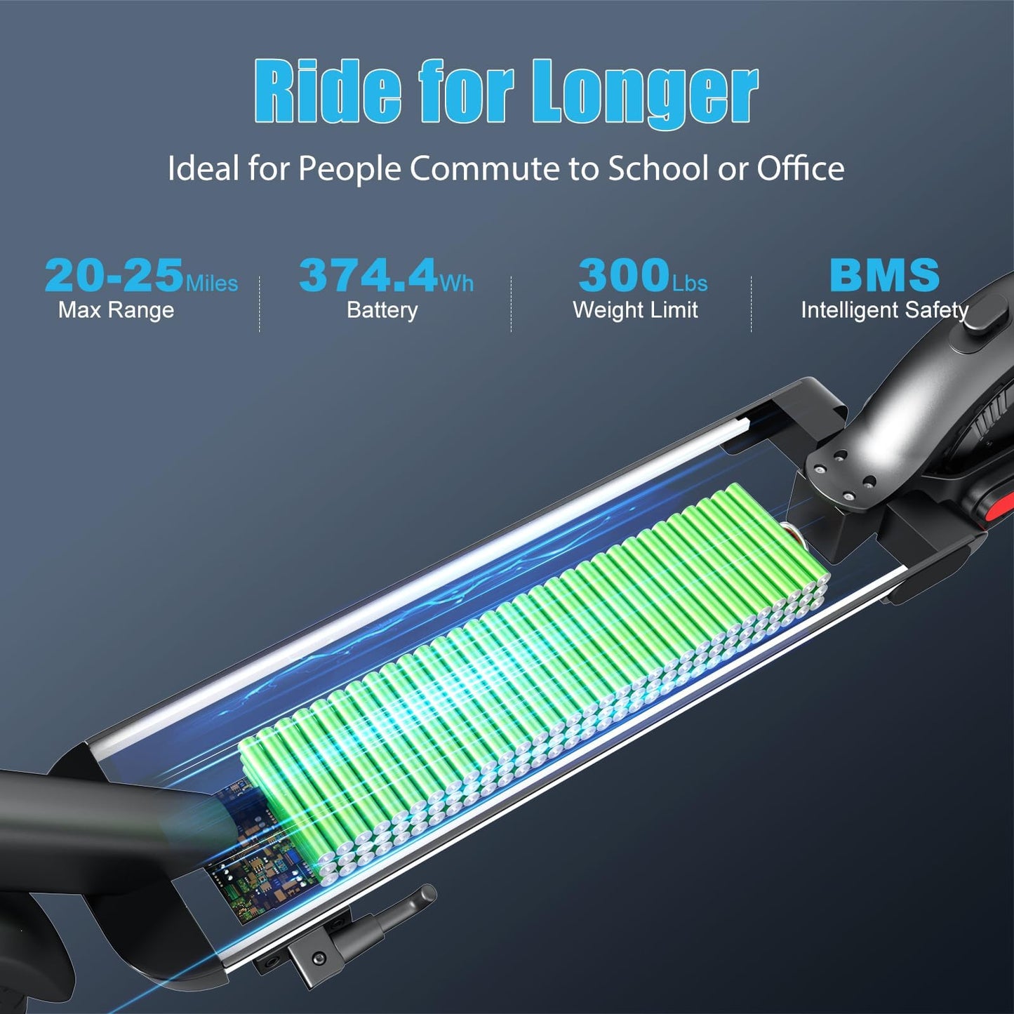 Caroma Electric Scooter 500W, Portable Folding Electric Scooter for Adults with Detachable Seat, 9" Solid Tires, Fast Commuting E Scooter w/Braking System & Shock Absorption,Blue