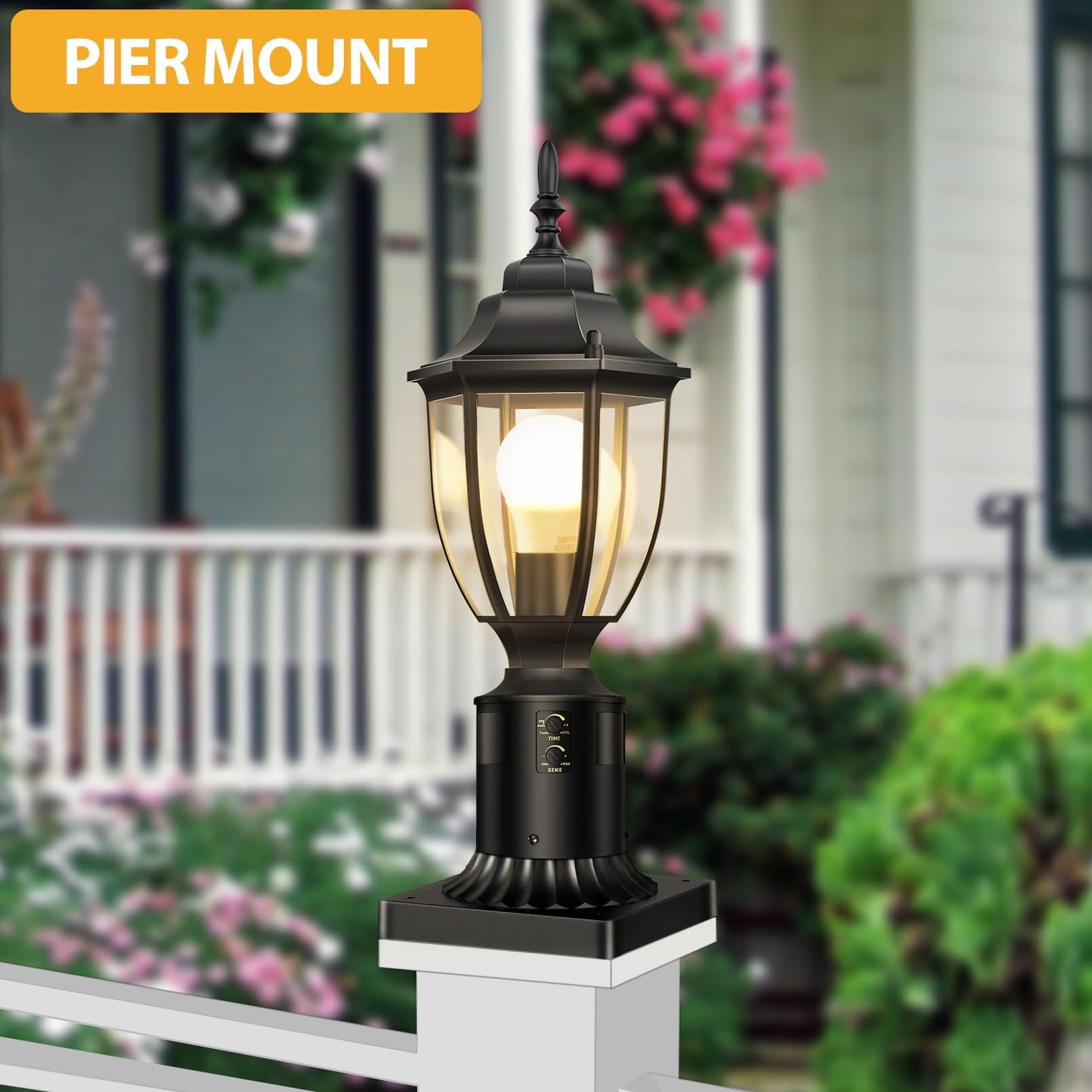 Lamomo 2 Pack Motion Sensor Outdoor Post Lights  Dusk To Dawn Lamp Post Light Fixture  Waterproof Aluminum Lamp Posts Outdoor Lighting Pole Lantern For Yard Patio Pathway Garden