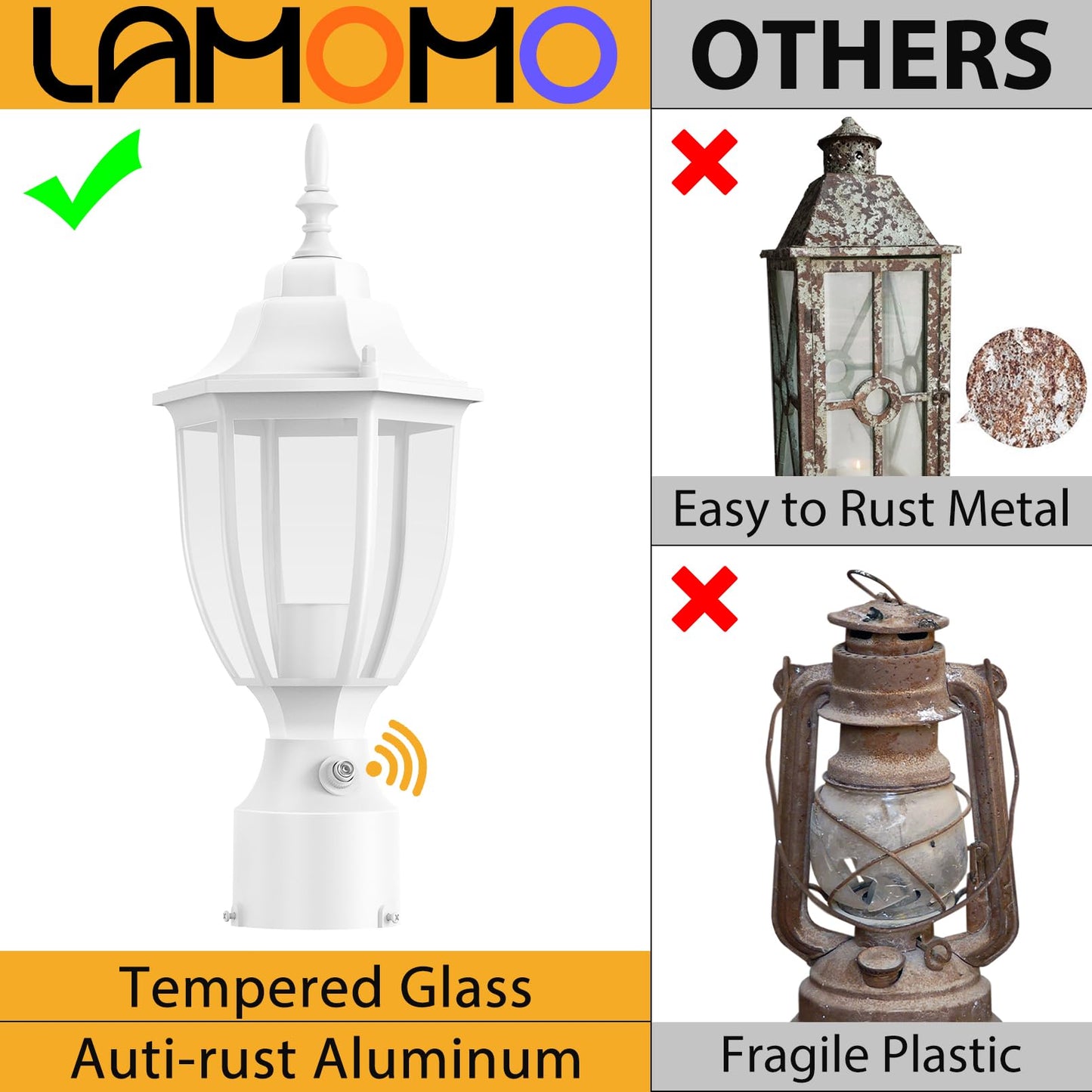 Lamomo Outdoor Post Lights  2 Packs Dusk To Dawn Lamp Post Light Fixture  Waterproof Aluminum White Lamp Posts Outdoor Lighting Pole Lantern For Yard Patio Pathway Garden