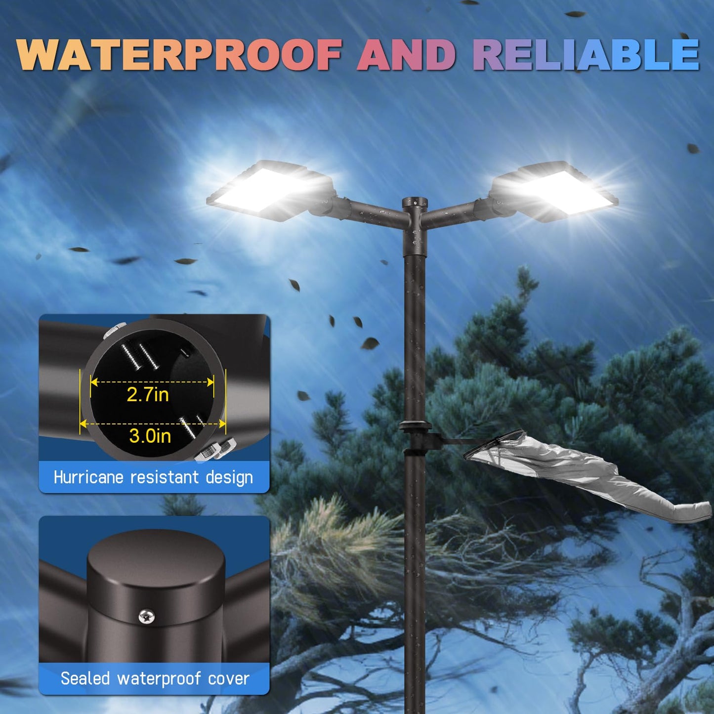 Ledmo 90 Tenon Adaptor With 2 Arms  Double 2-3/8 Round Slip Fitter Bracket  Lighting Mounting Heavy Duty Extension Round Pole For Parking Lot Area Light Street Floodlight Solid Rustproof