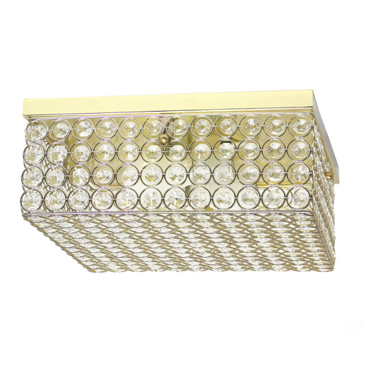 LALIA HOME Glam 2 Light Flush Mount, 12 Inch Square, Metal, Gold, Model LHM-2004-GL