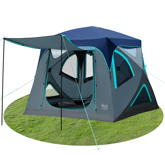 Timber Ridge Camping Tent, 4 Person Instant Pop Up Hub Tent with 8 Windows, Easy 60 Second Setup, Weather Resistant Family Cabin Tents with Rain Fly for Camping, Hiking, Outdoor Travel