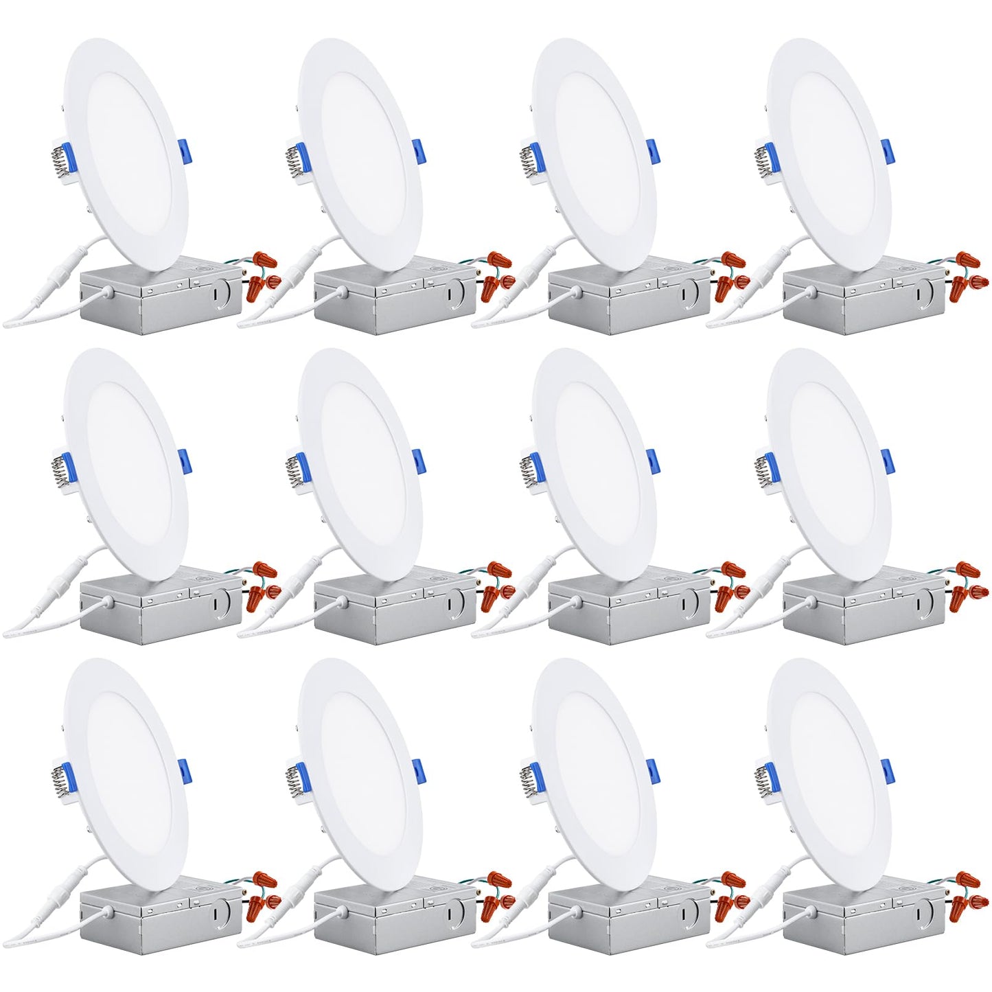 TORCHSTAR 12-Pack 6 Inch Ultra-Thin LED Recessed Lighting, 12W Dimmable, Daylight (5000K), ETL & Energy Star, Model R1