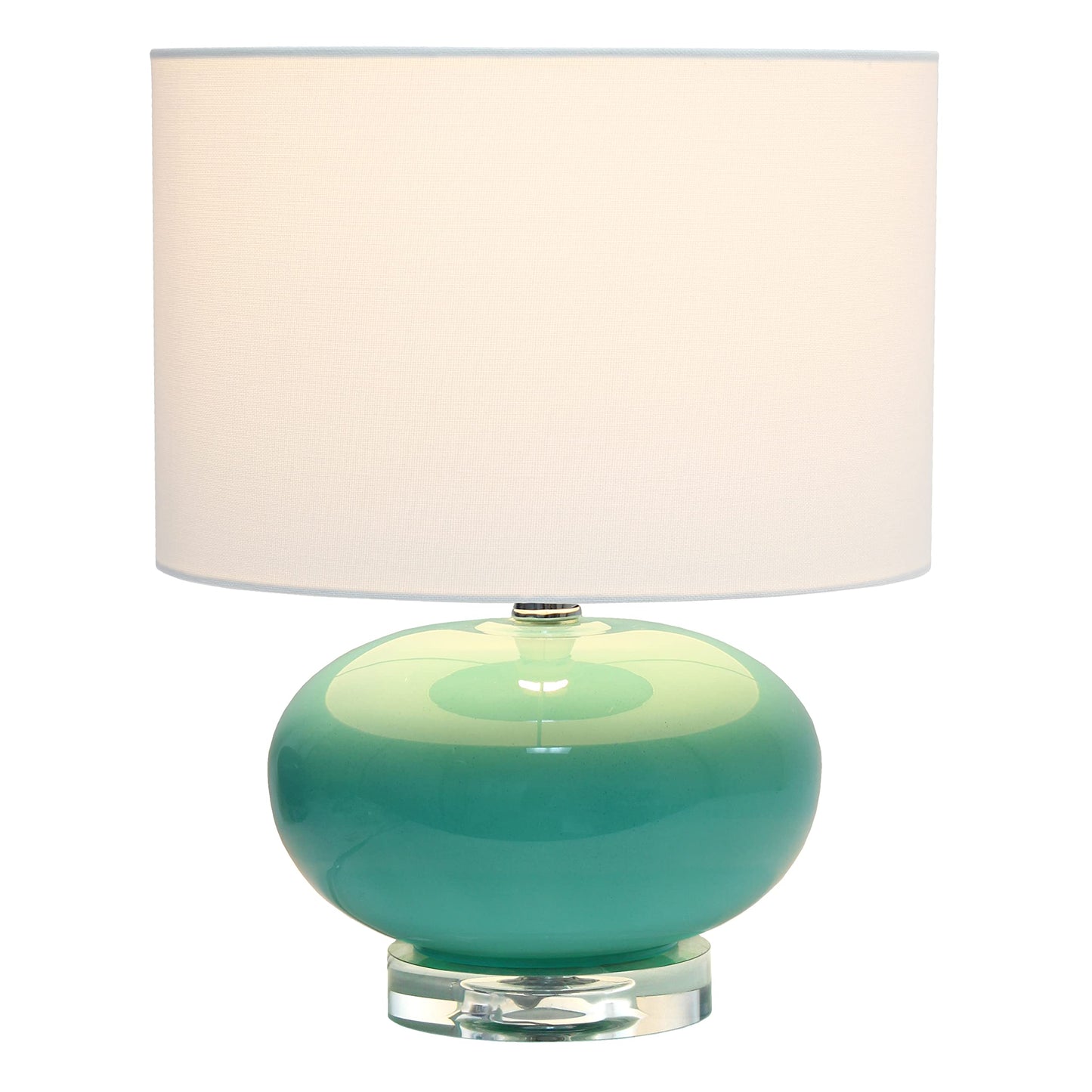 Elegant Designs LT1127-AQU Ceramic Table Lamp, 15.25in Modern Design, Aqua Color, White Fabric Shade