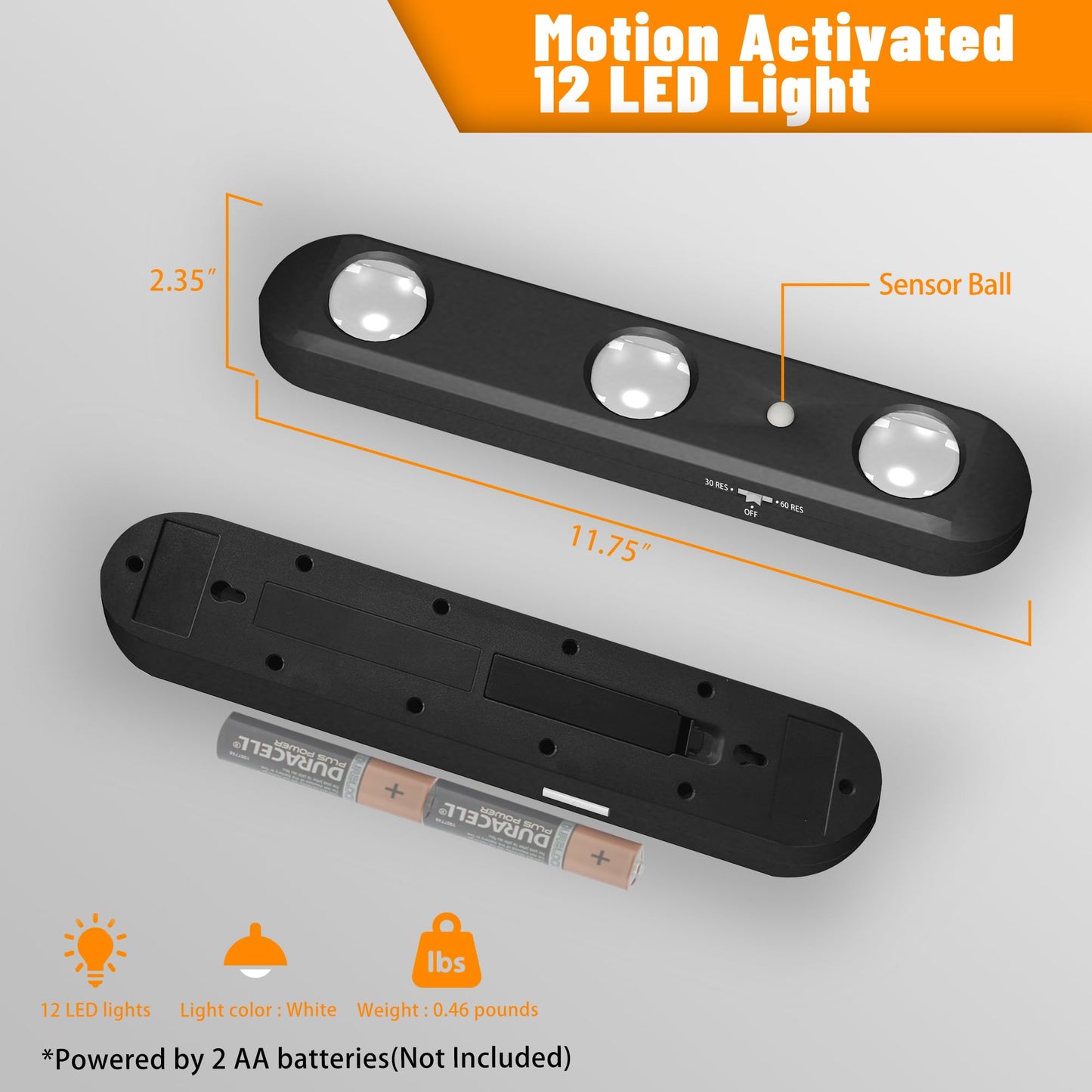 MIND&ACTION Motion Activated LED Gun Safe Lights, Ultra Bright Rotatable Lens, Battery Powered, Black 3pack, Model MA-LED1-3P