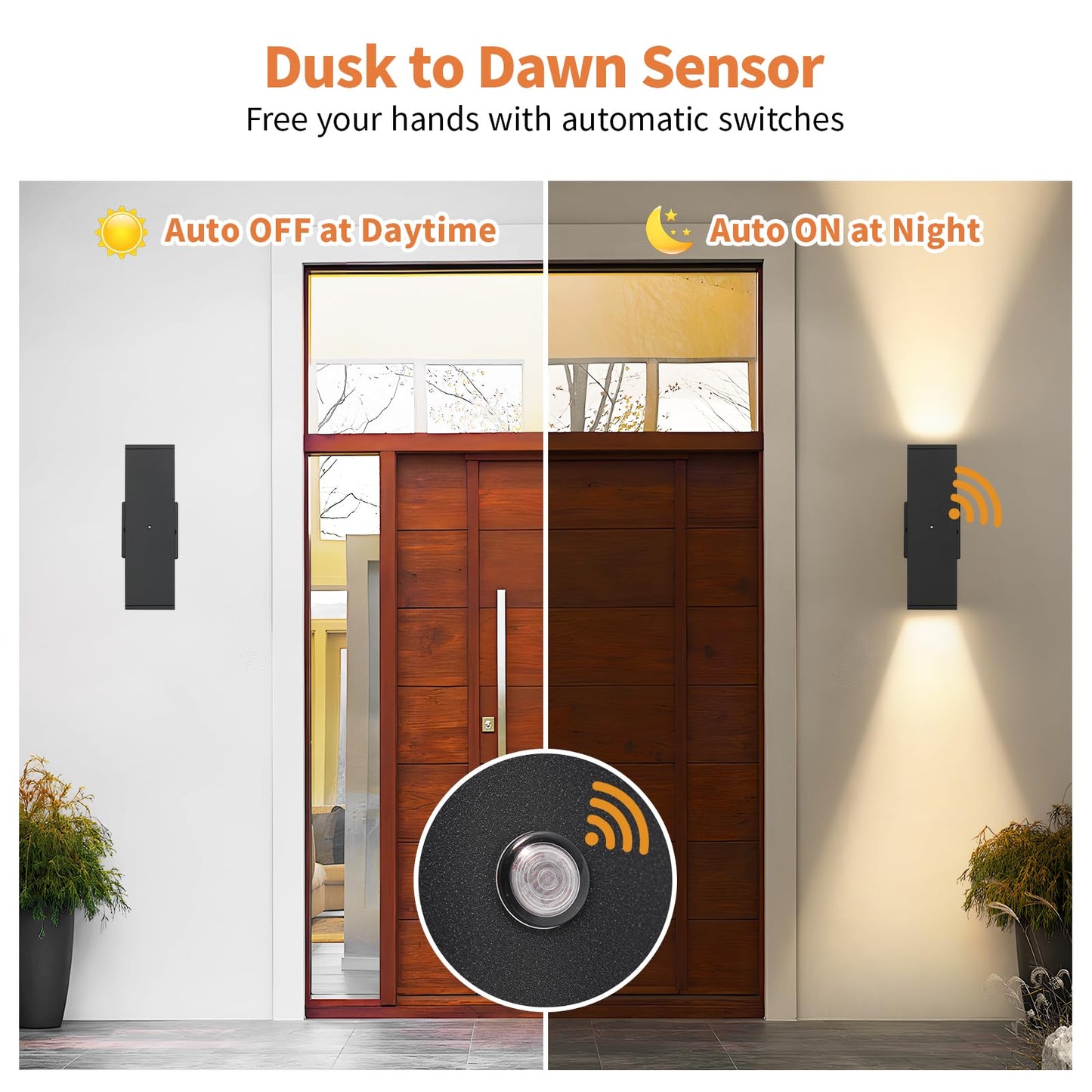 Dusk To Dawn Outdoor Lighting  Led Square Up And Down Outdoor Sconce Lights  Matte Black Exterior Lighting Fixtures With 7W Led Bulbs  Front Porch Lights For House  Garage  Patio  Doorway  1 Pack