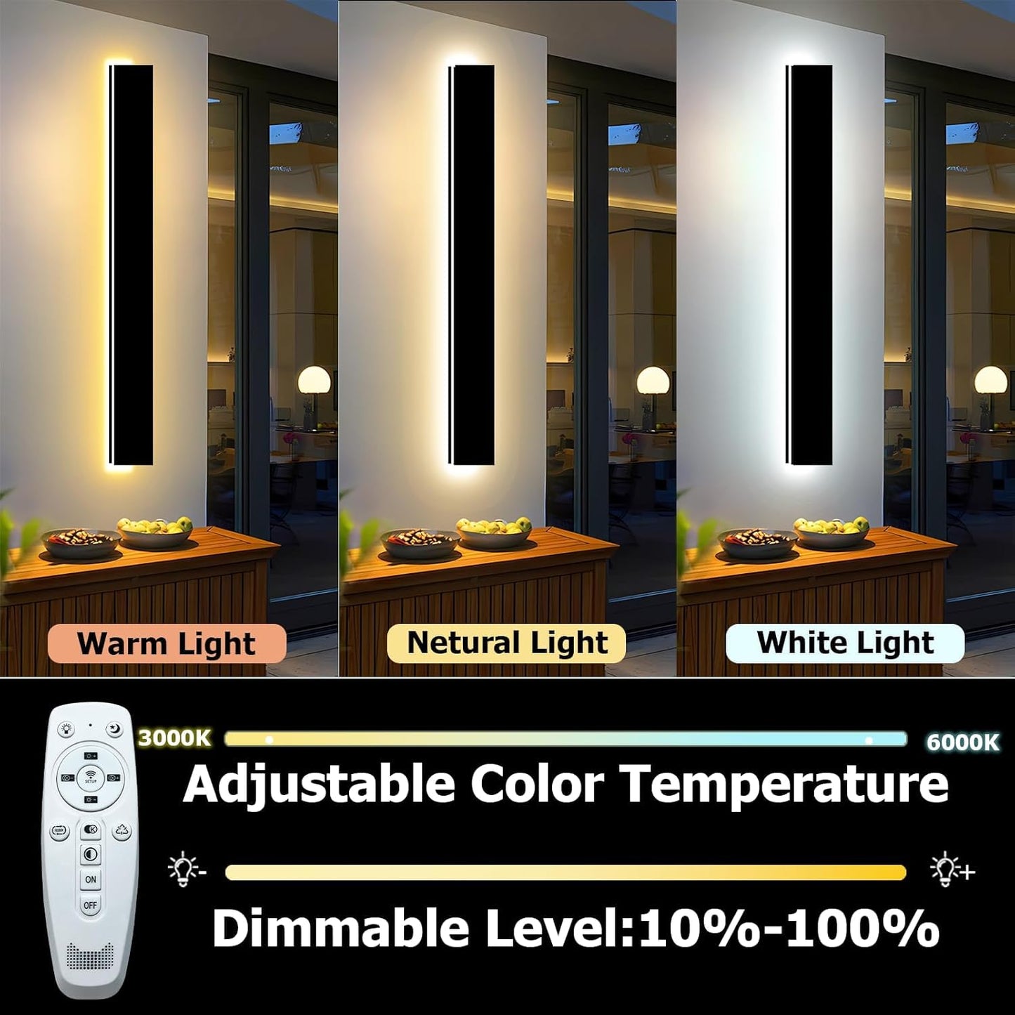 Enmln 31In Modern Outdoor Lights Fixture 4.33In Wide Dimmable Exterior Wall Lights For Garage And Front Door Long Outdoor Wall Sconce Ip65 Waterproof Black Led Outdoor Entrance Lighting