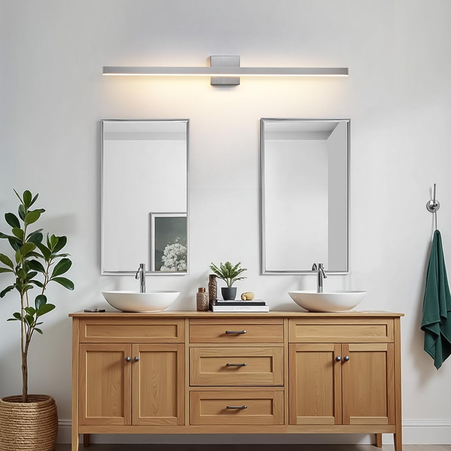 Kaisite Brushed Nickel Vanity Light For Bathroom Above Mirror 39 Inch Led 5Cct Bathroom Lighting Fixtures Dimmable Modern Bath Wall Light Fixture Over Mirror
