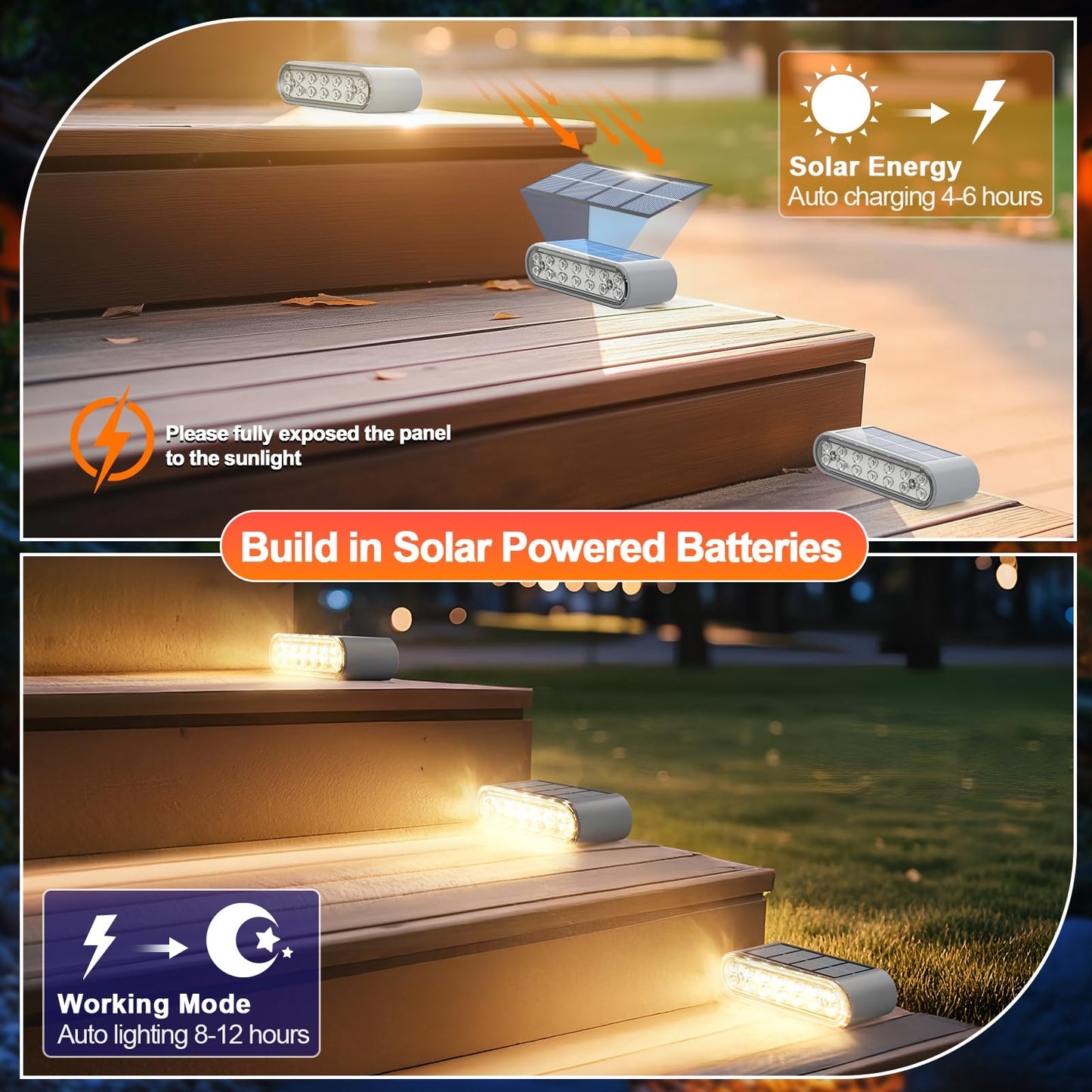 Xillumi Core Solar Step Lights For Outside  12-Pack Stair Light Outdoor Waterproof Ip67  14 Led Warm White Light Solar Powered Lighting For Steps  Stairs  Deck  Patio  Walkway  Front Porch Decor