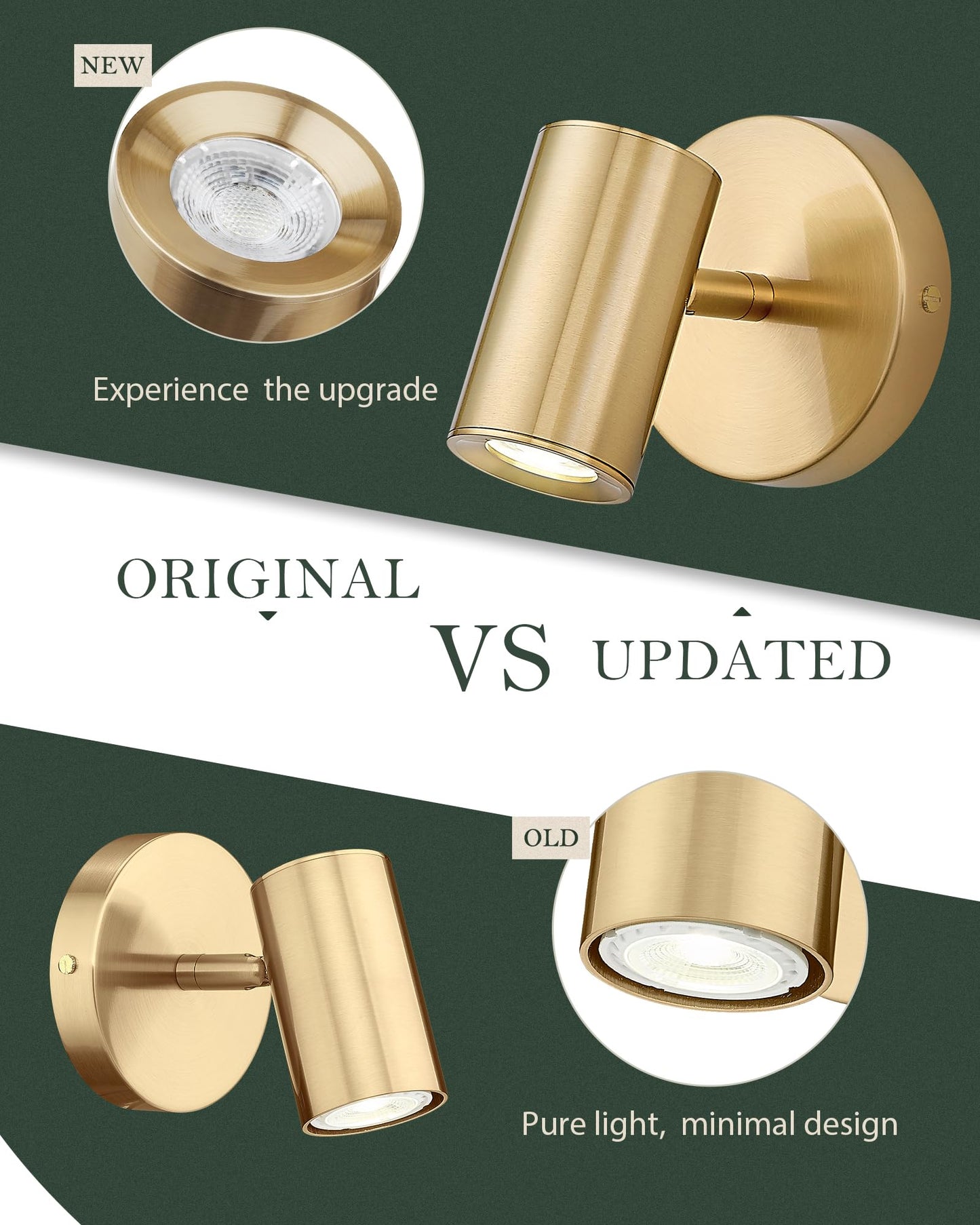 Cargifak Gold Wall Sconce  Modern Wall Light Fixture  Led Track Lighting With Gu10 Bulb For Bedroom Entryway Bathroom Kitchen Cksl4830-1W-Bb-B