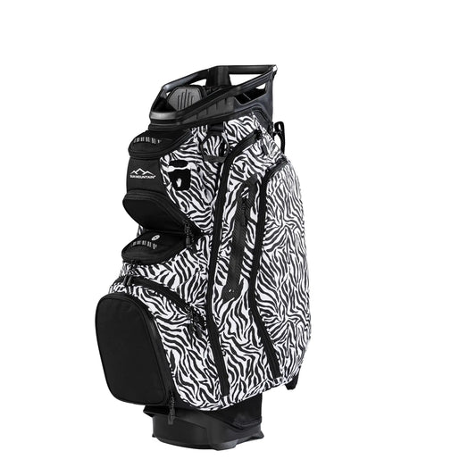 Sun Mountain Women's C130 Lightweight Cart Golf Bag 14-Way Top - 11 Pockets, Smart Dual Strap System, Push-Electric-Riding Cart Compatible Compression Base, 2026 Model - Black-Zebra