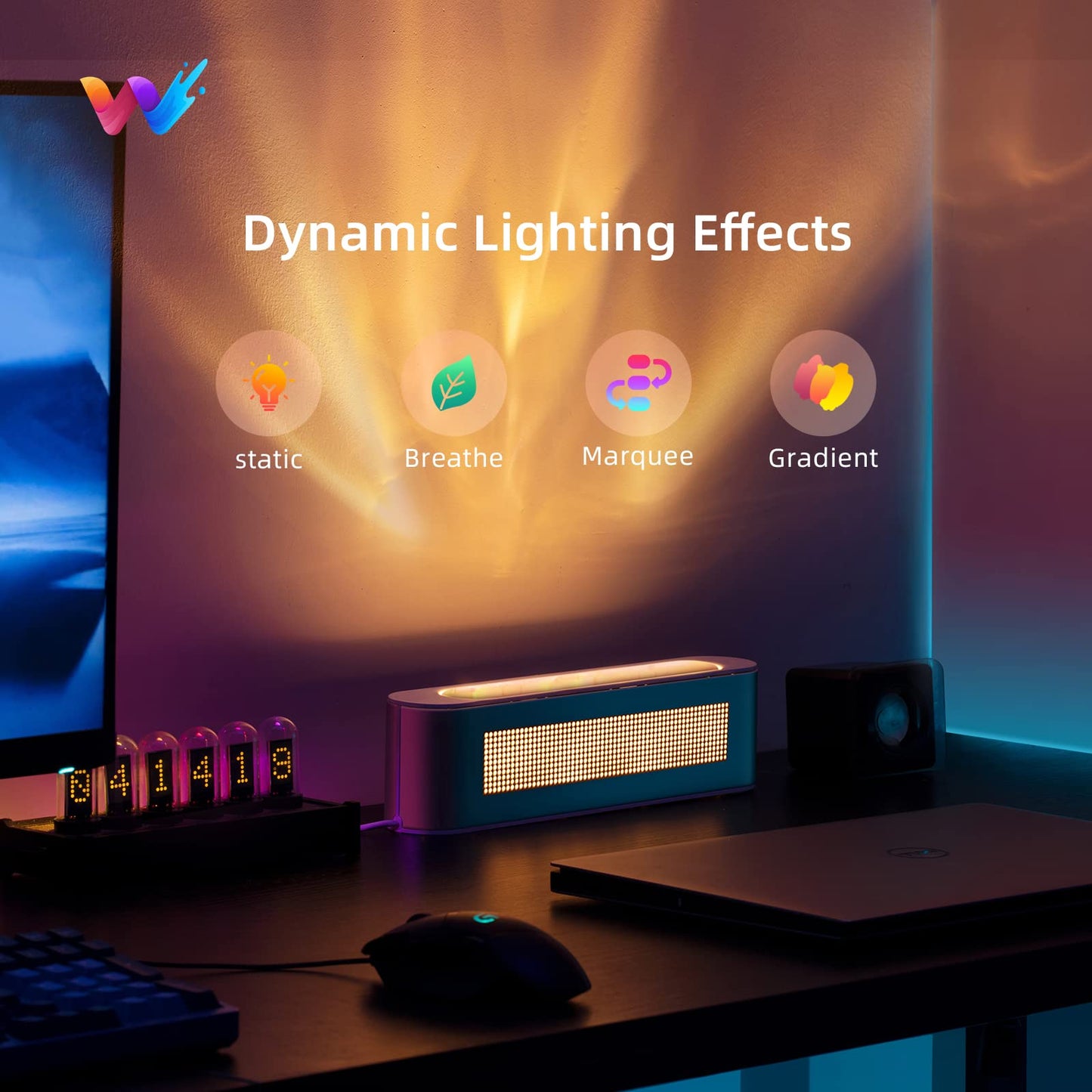 woohlab Smart Light Bar, RGBW Color Changing, Music Sync, Aluminum, Model WL001, Silver, 1 Pack