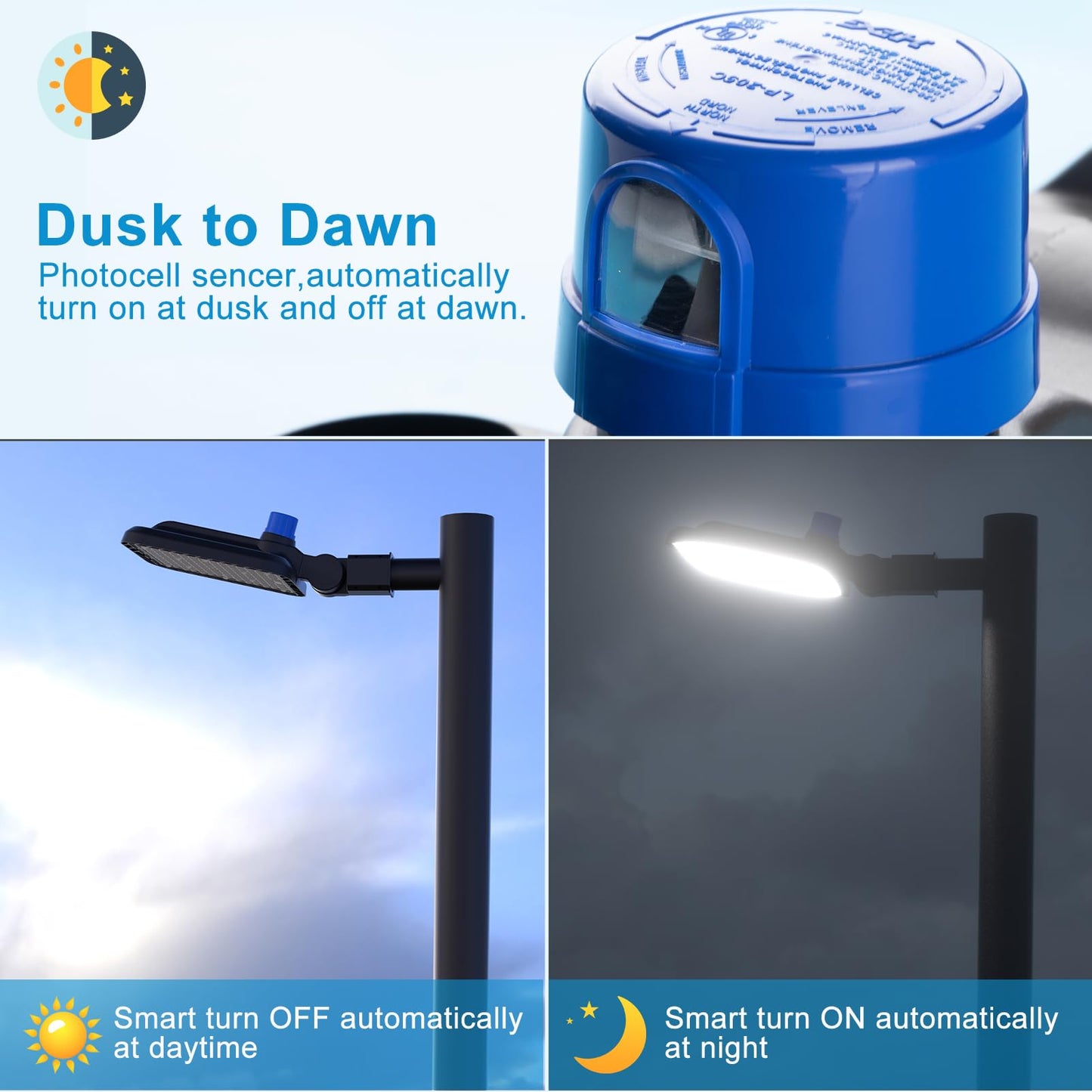 4Pack 240W Led Parking Lot Light (36000Lm Eqv 1000W Hid/Hps) 5000K Slipfitter Mount Led Pole Light With Dusk To Dawn Smart Photocell Ip65 Outdoor Area Lighting-7Yrs Warranty