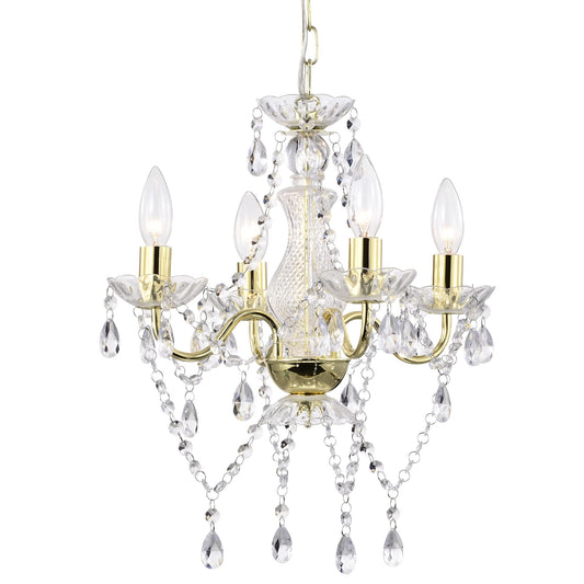 LaLuLa Mini Crystal Chandelier Lighting, 4-Light, Gold Metal, Modern Design for Dining Room