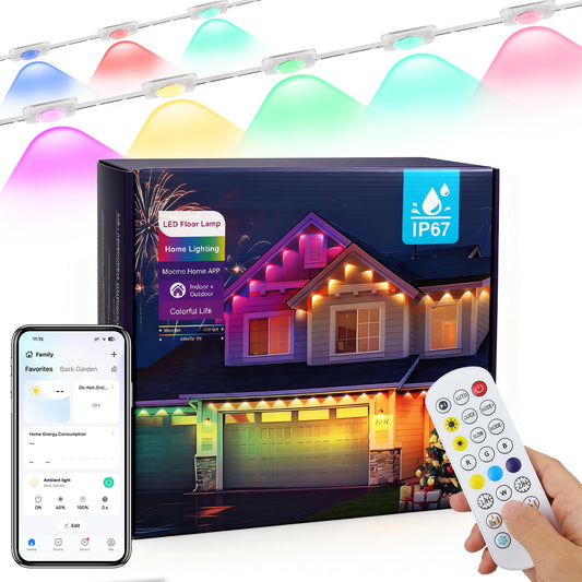 Permanent Outdoor Lights 147Ft With 54 Rgbic Led Smart Led Lights  App/Remote Control Ip68 Waterproof For Holiday Decor  50 Scene Modes  Diy Lights Lighting Timing For Christmas Halloween Party M2