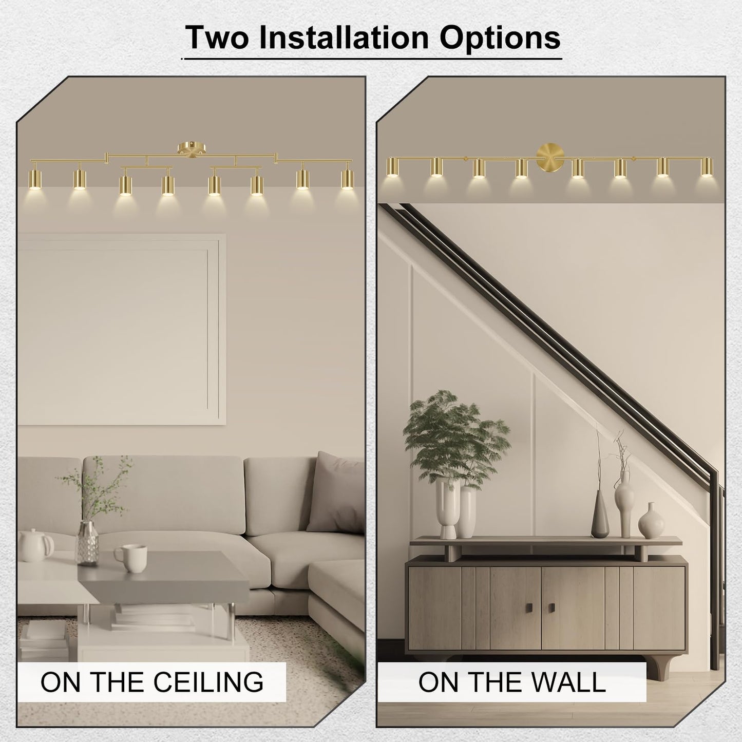 Auquee 8 Light Track Lighting Fixtures Ceiling  Gold Kichen Track Lighting Fixtures  Rotatable Light Heads  Adjustable Modern Led Track Lights For Kitchen/Hallway  No Gu10 Bulb