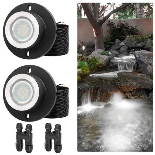 Hiboitec Pond Lights 3W Led Ip68 Waterproof Underwater Lights With Ul Cord Warm White 4000K Low Voltage Landscape Lighting For Fountain Pool Compatible 12-24V Ac/Dc 2Pack