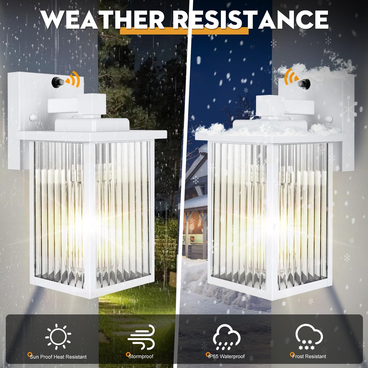 Hameso 2Pack Dusk To Dawn Outdoor Lighting  Ip65 Waterproof Outdoor Porch Light With Tempered Glass  Outdoor Light Fixture For House Exterior Front Door Garage Patio(White)