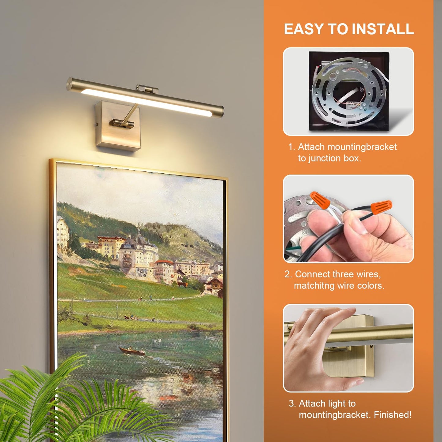Joosenhouse Picture Light - Dimmable 16.53in Art Display Light, Antique Bronze, 3000K Warm White, Model 7110-D, Acrylic Material