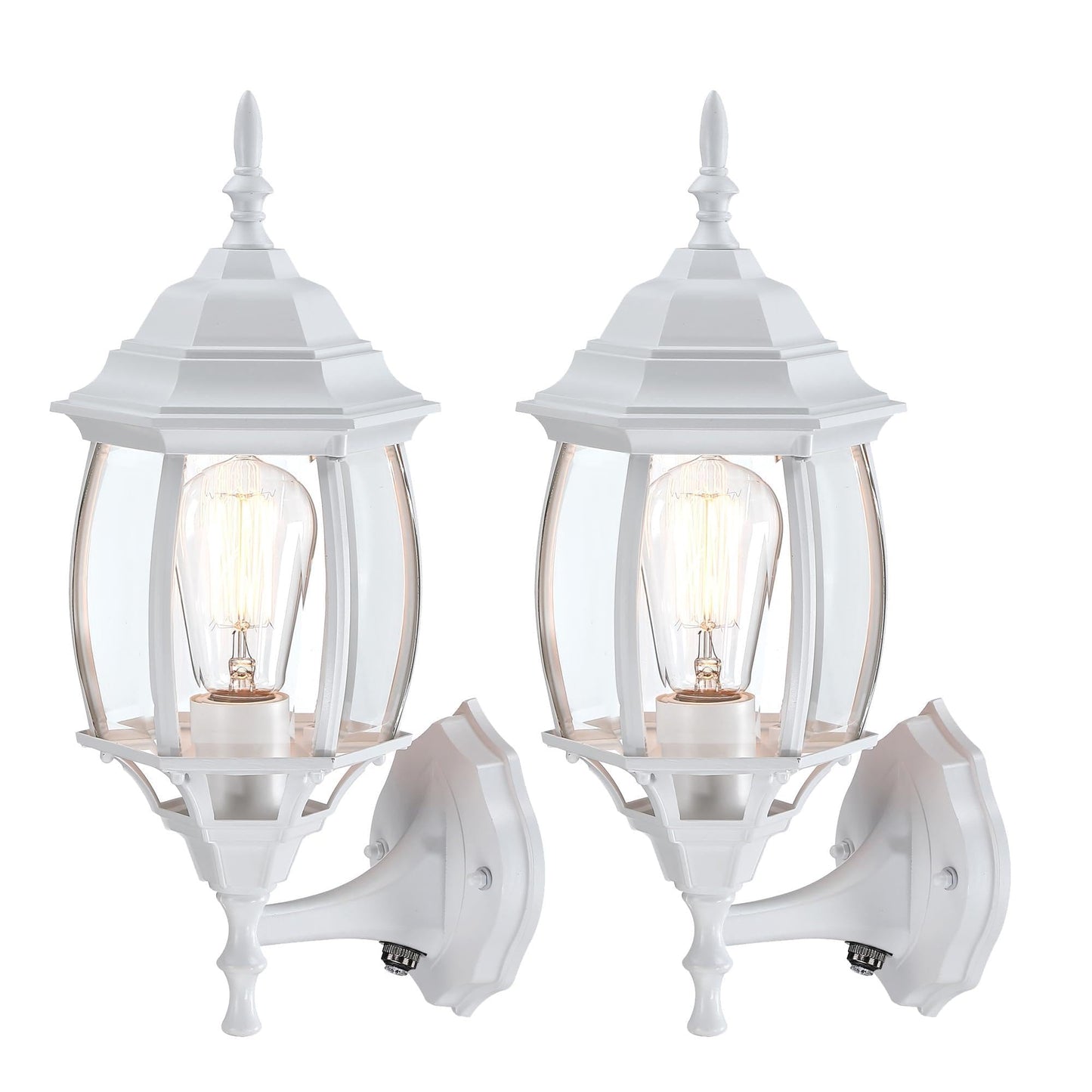 Faymart Lighting 2 Pack 16.8In White Porch Lights Dusk To Dawn  Sensor Wall Sconce White Outdoor Light Fixture For House  Dusk To Dawn Exterior Wall Light For Porch Front Door Garage  E26